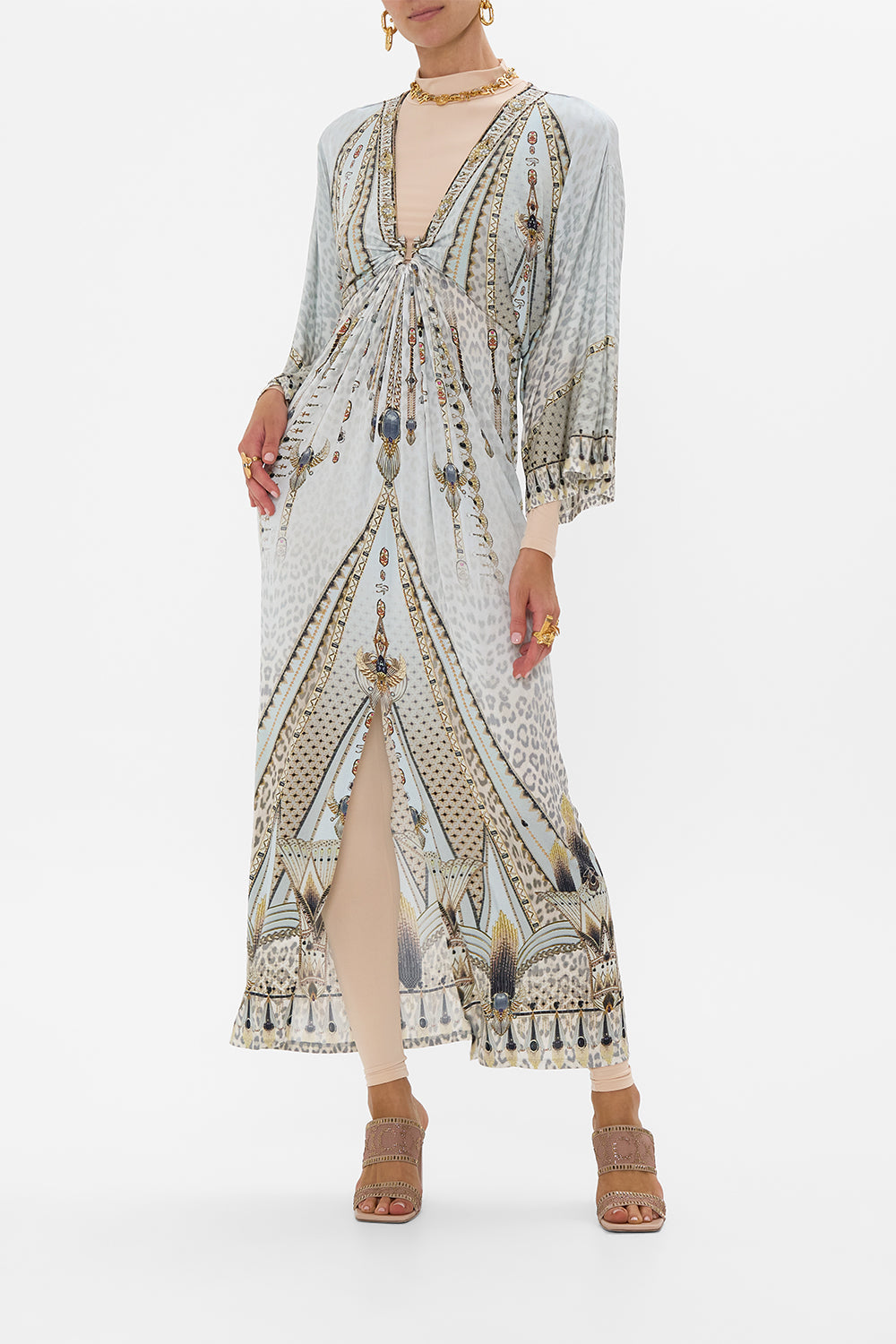 DRAPED JERSEY DRESS WITH HARDWARE SAHARA STARLET