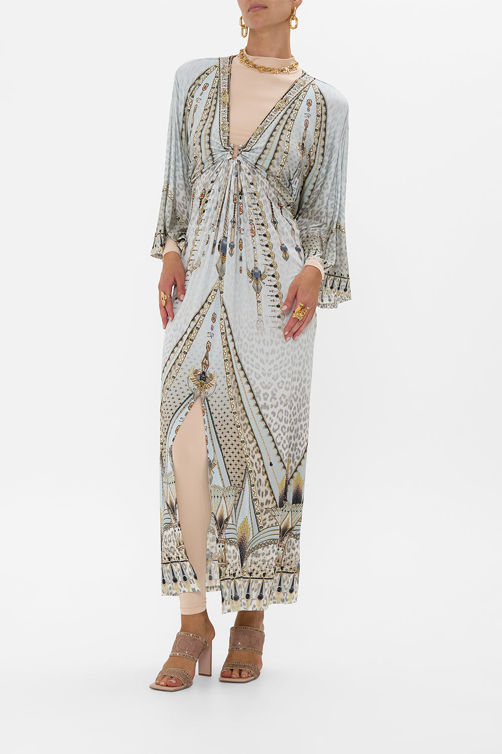 DRAPED JERSEY DRESS WITH HARDWARE SAHARA STARLET