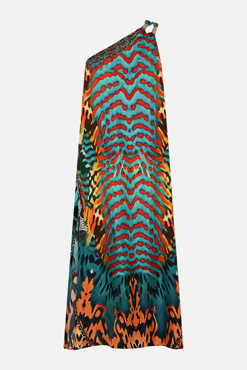 CAMILLA One Shoulder Buckle Dress in Desert Visions print.