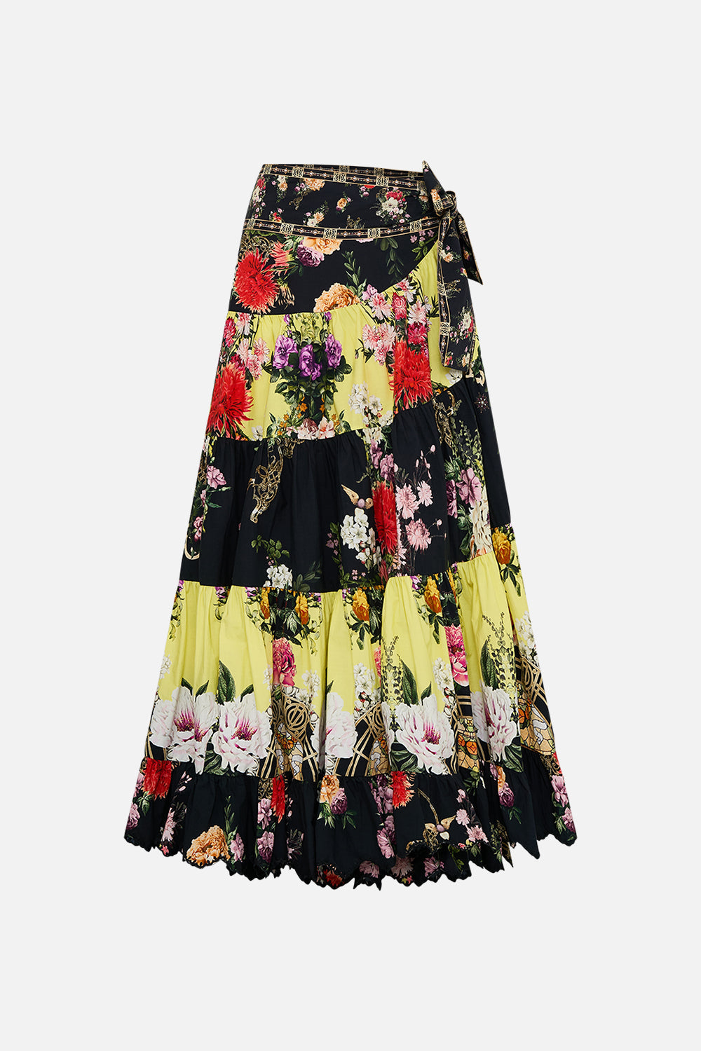 CAMILLA Wrap skirt with gathered panels in Adorned in Alexandria print.