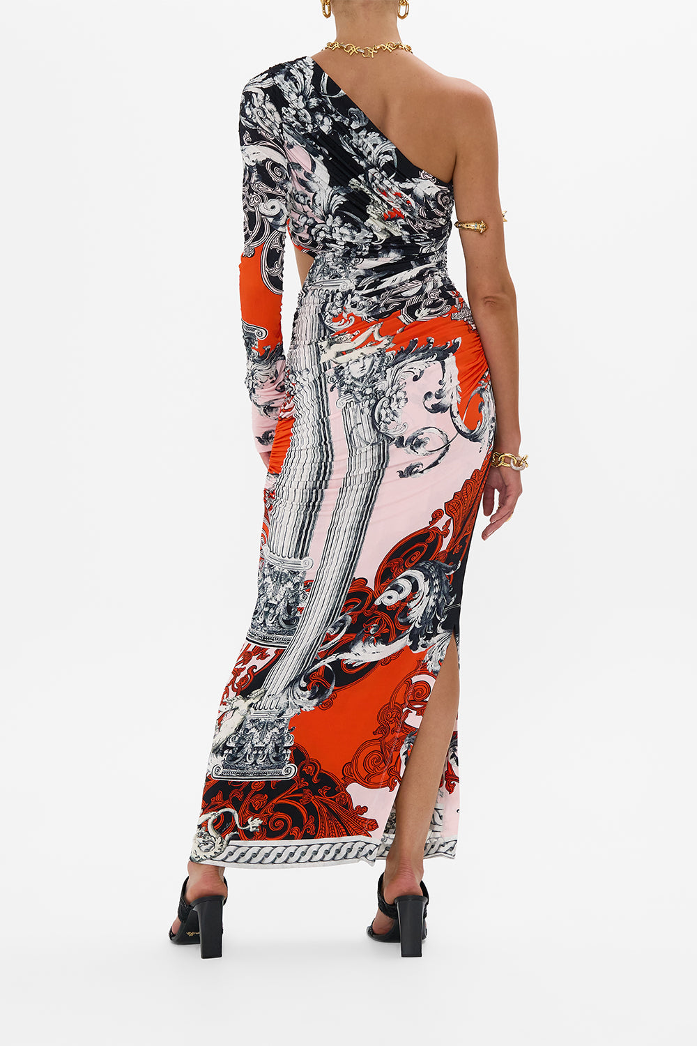 ONE SHOULDER JERSEY CUT OUT DRESS MARK OF MEDUSA