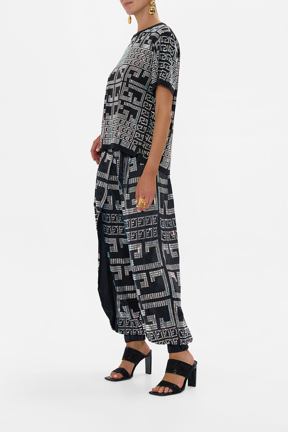 ASYMMETRICAL BELTED PANT READ MY GLYPHS