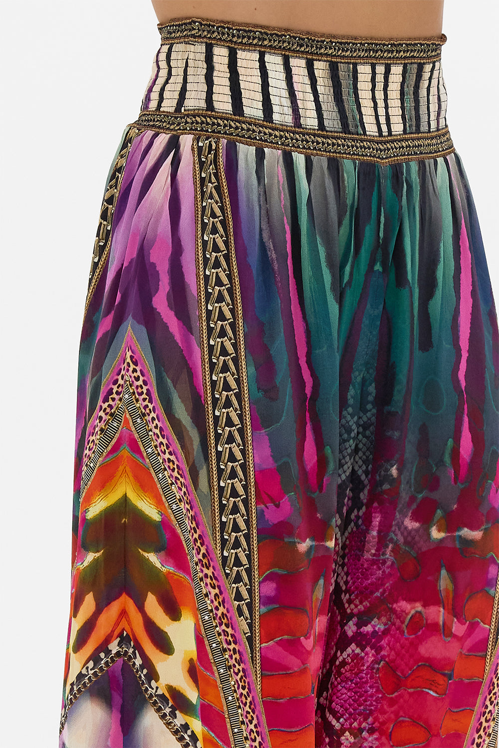 CAMILLA Shirred Waist Pant in Sahara Supernatural print.