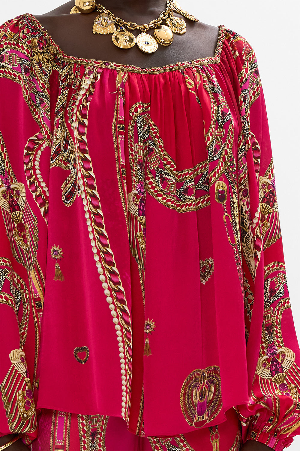 FLARED BLOUSON SLEEVE BLOUSE KISSED BY A COBRA