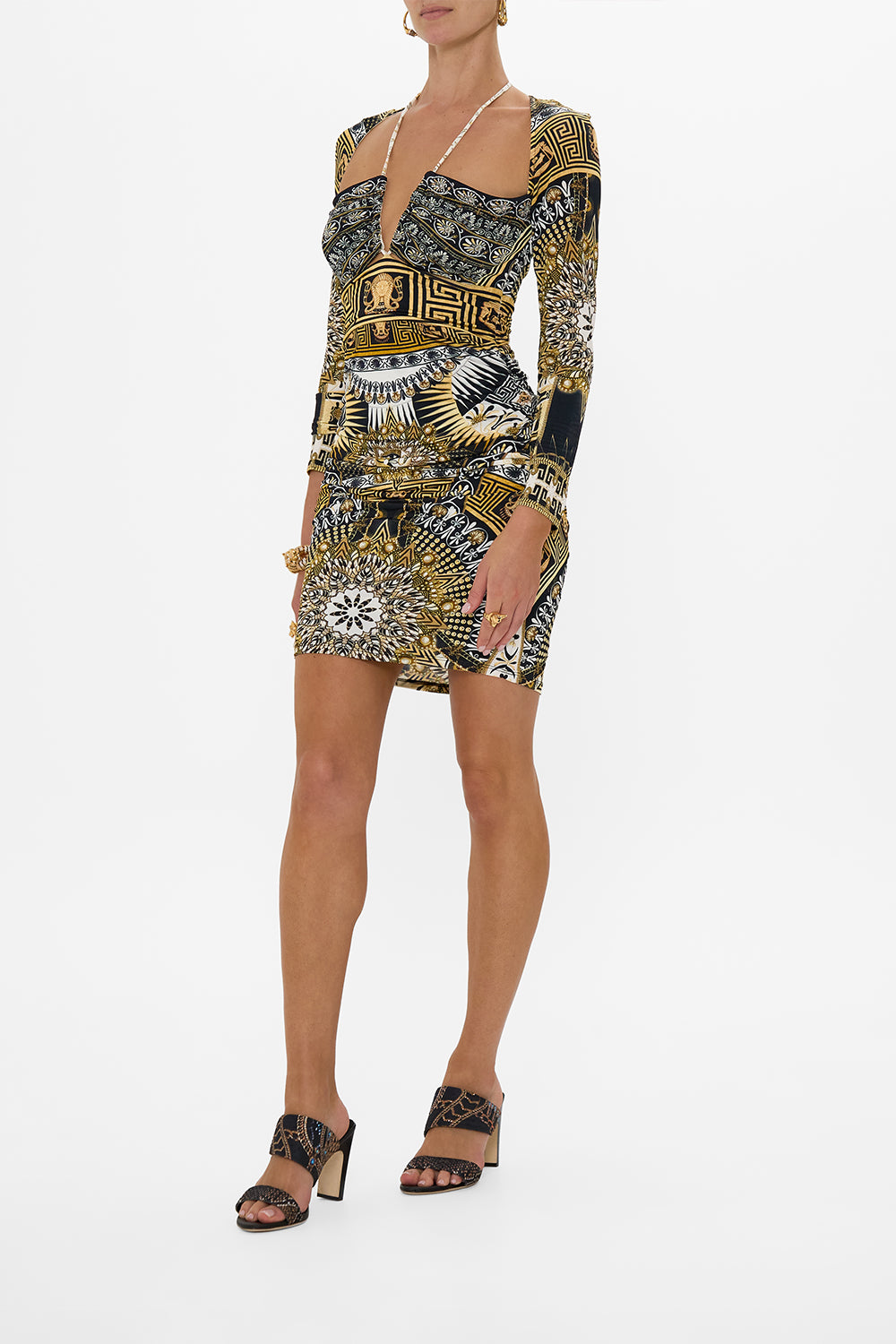 SHORT CUT OUT JERSEY HALTER NECK DRESS TEMPLES OF DENDARA