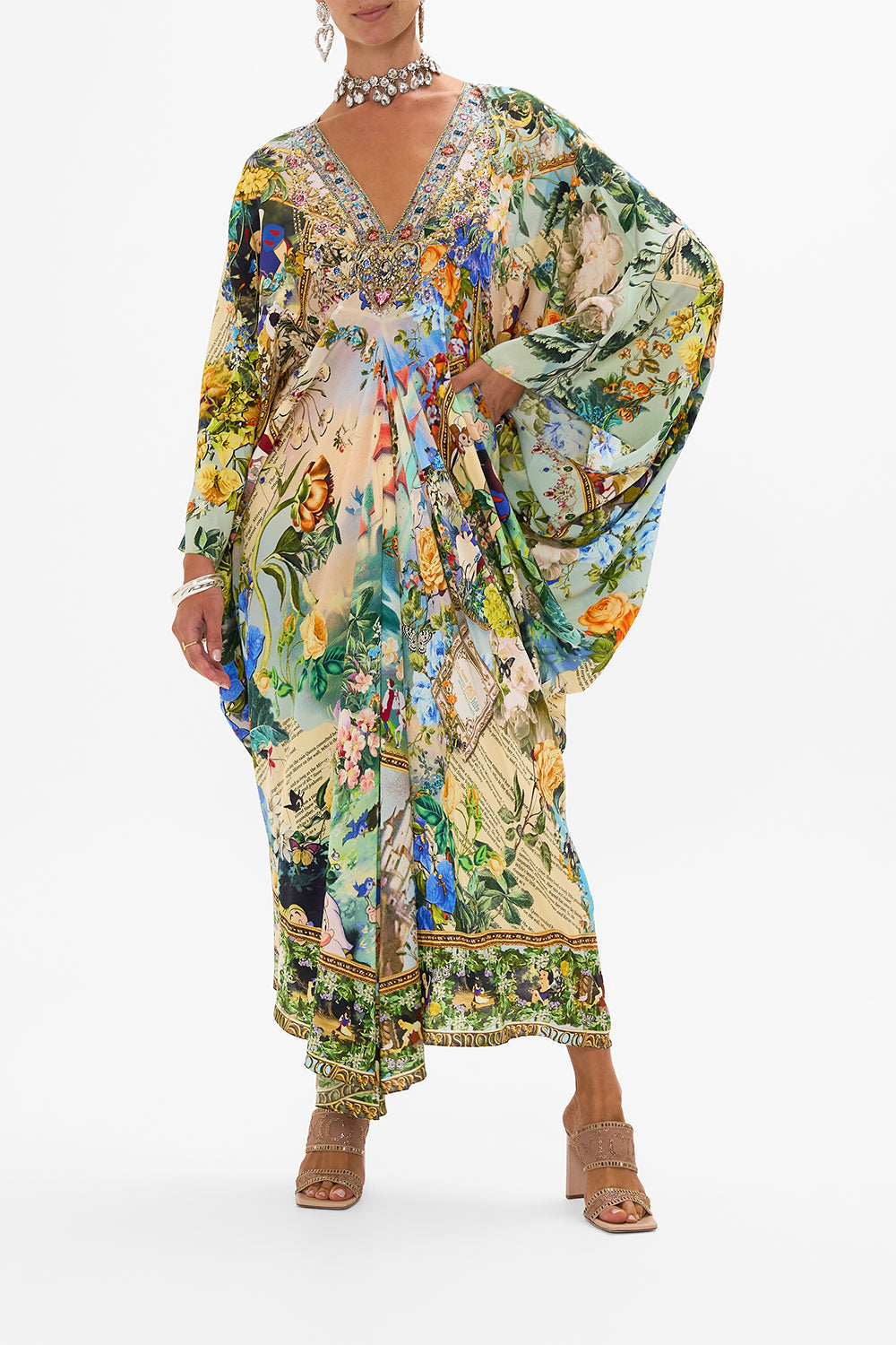 Disney CAMILLA silk kaftan in The Kindest One Of All print