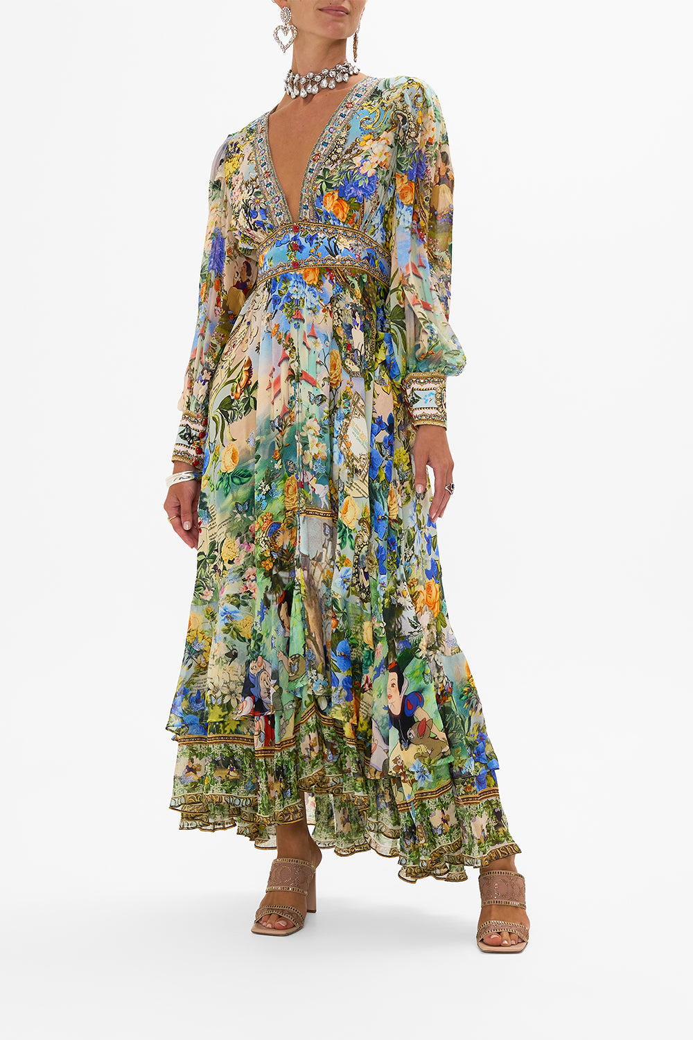 Disney CAMILLA silk maxi dress in The Kindest One of All print