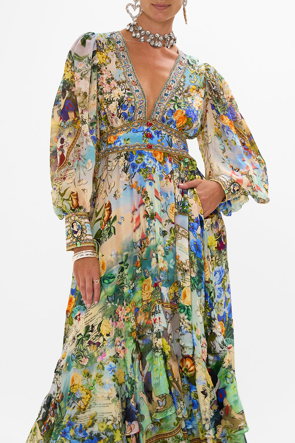 Disney CAMILLA silk maxi dress in The Kindest One of All print