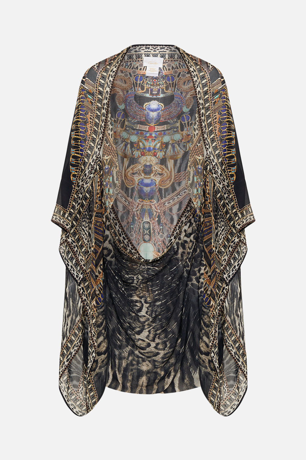 CAMILA Silk Shrug in Cat Worship print.