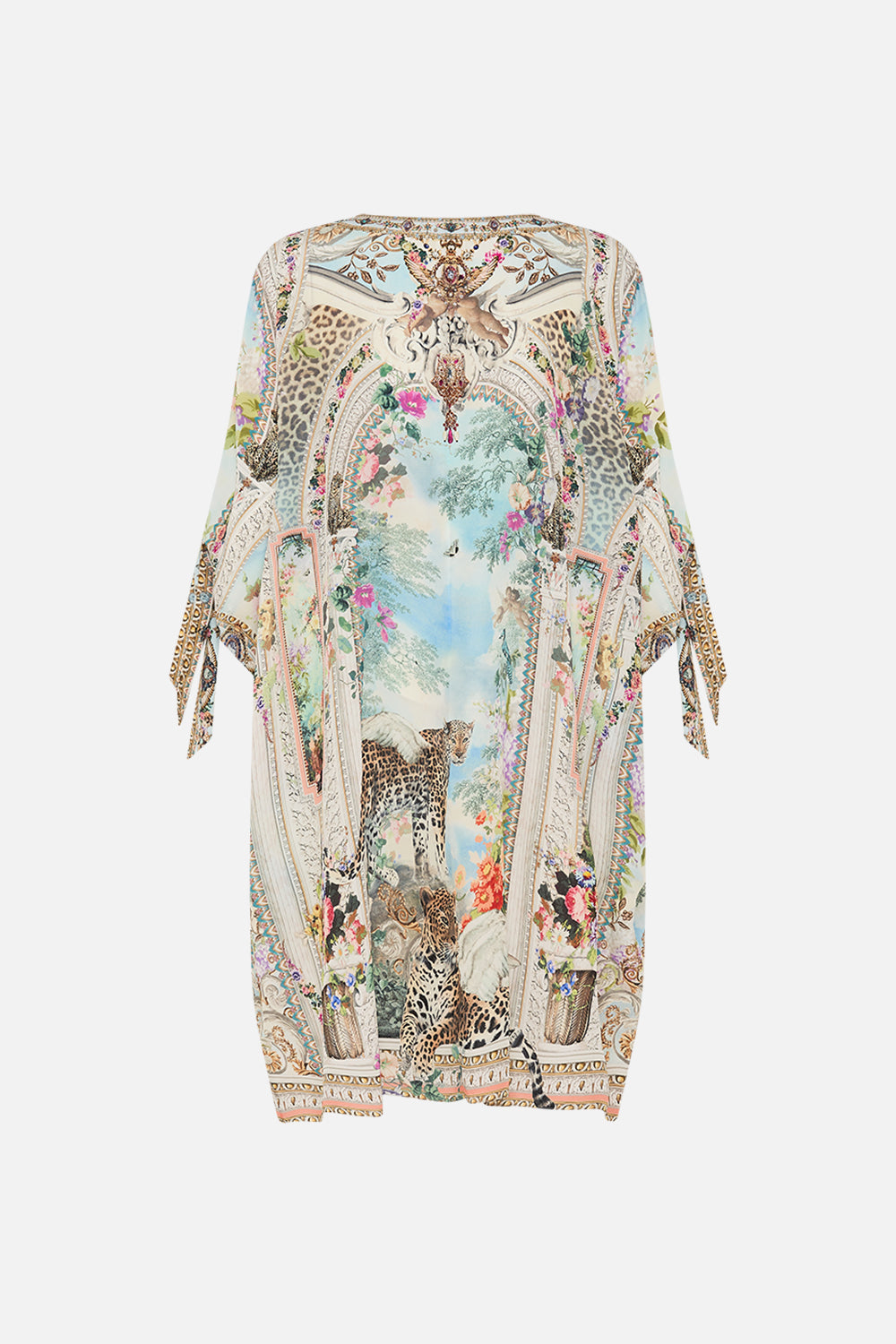 CAMILLA Tie Sleeve Short V Neck Kaftan in We Always Have Alexandria Print.