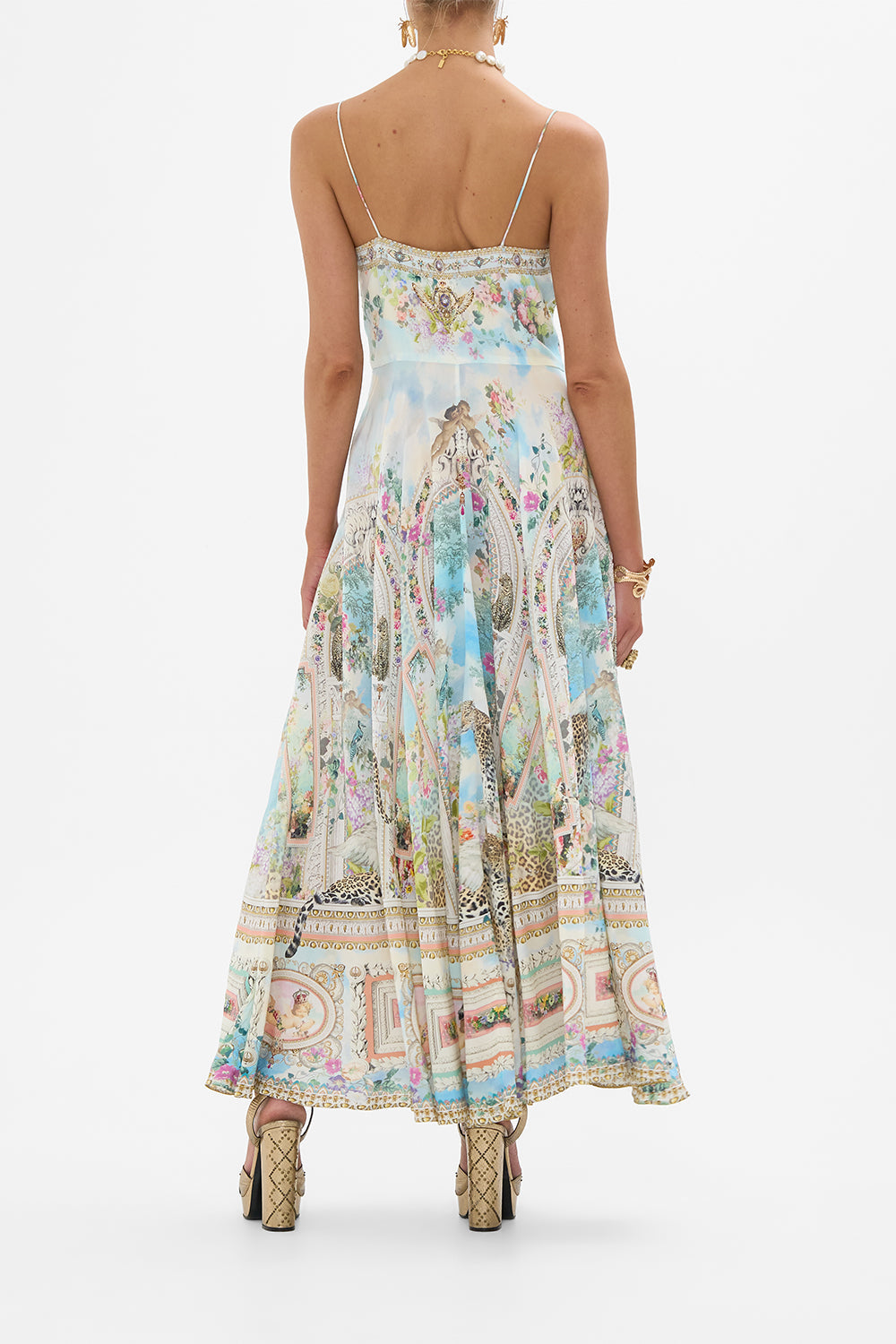 CAMILLA Long Dress With Tie Front in We Always Have Alexandria Print.