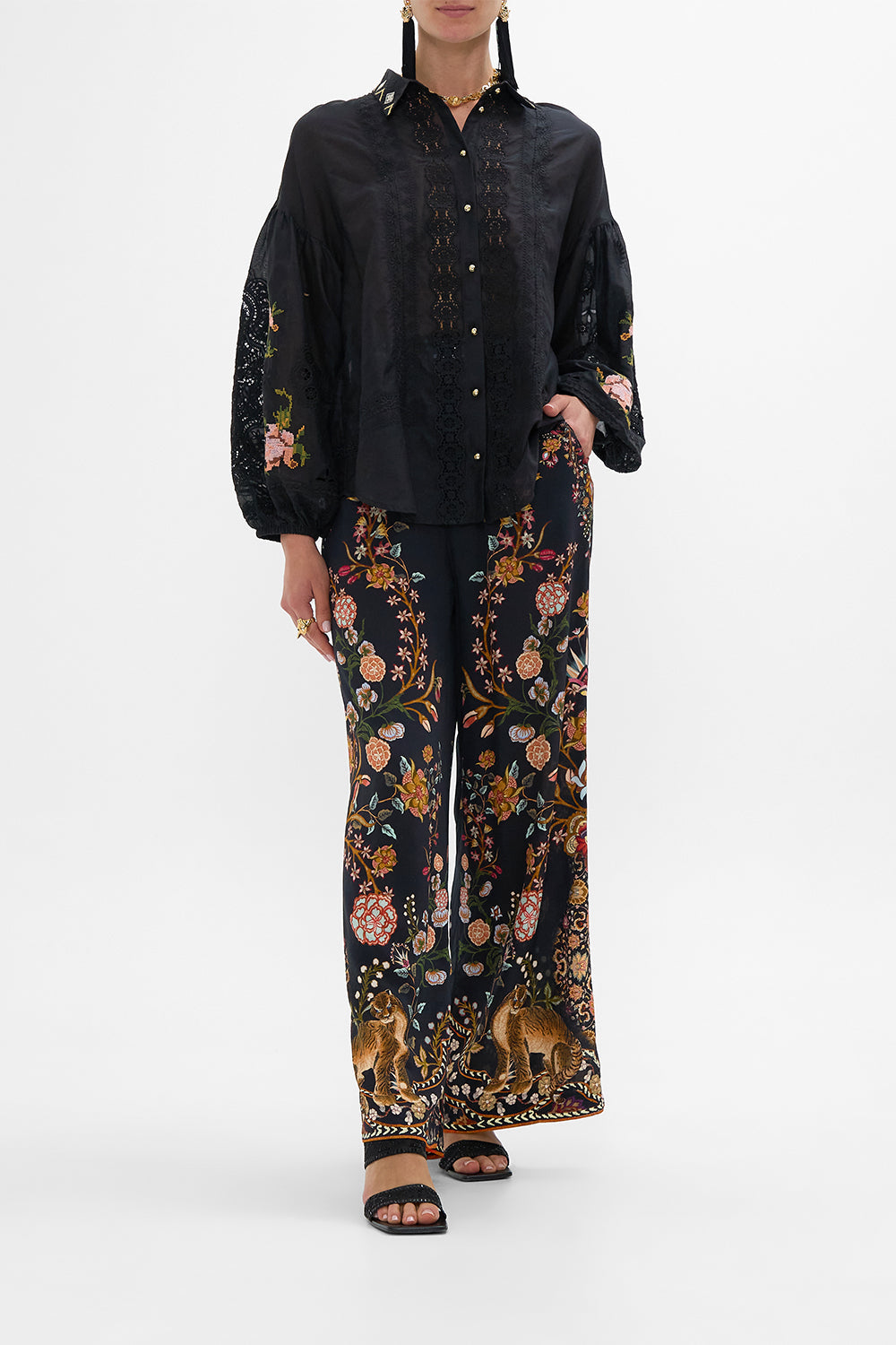 CAMILLA Embroidered Balloon Sleeve Shirt Blouse Loom to Tomb print