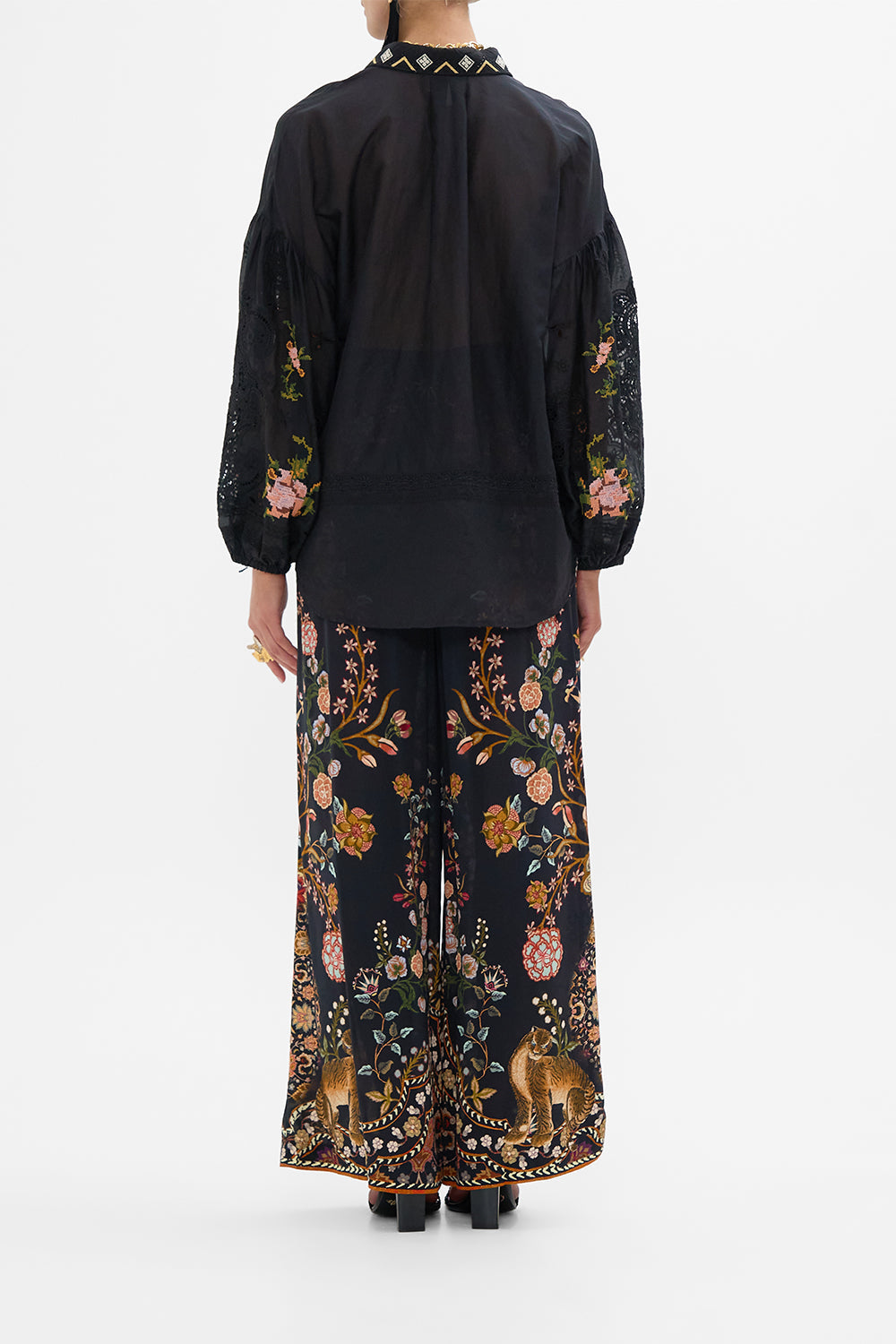 CAMILLA Embroidered Balloon Sleeve Shirt Blouse Loom to Tomb print