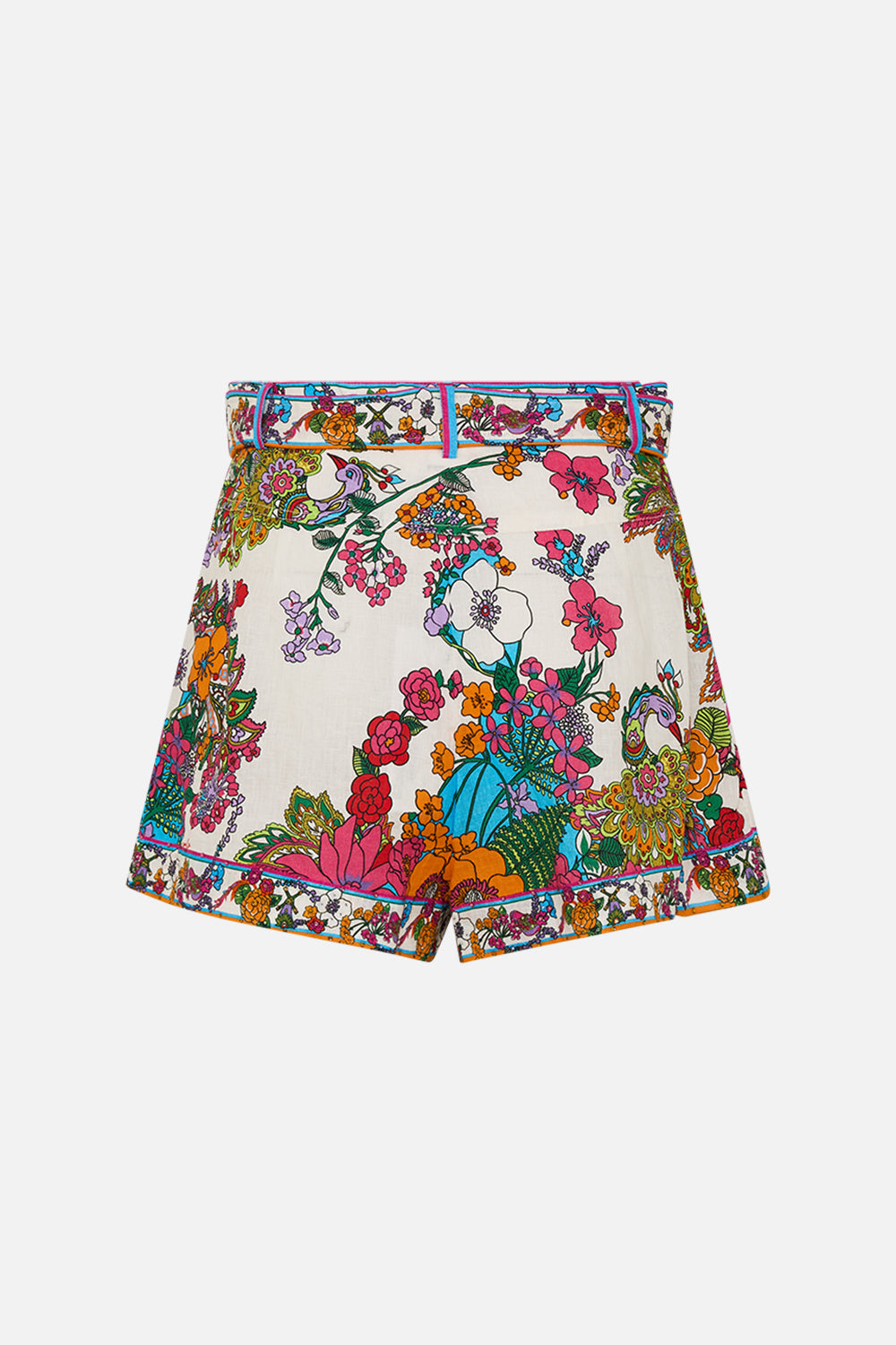 CAMILLA retro floral tuck front short in Cosmic Prairie print.