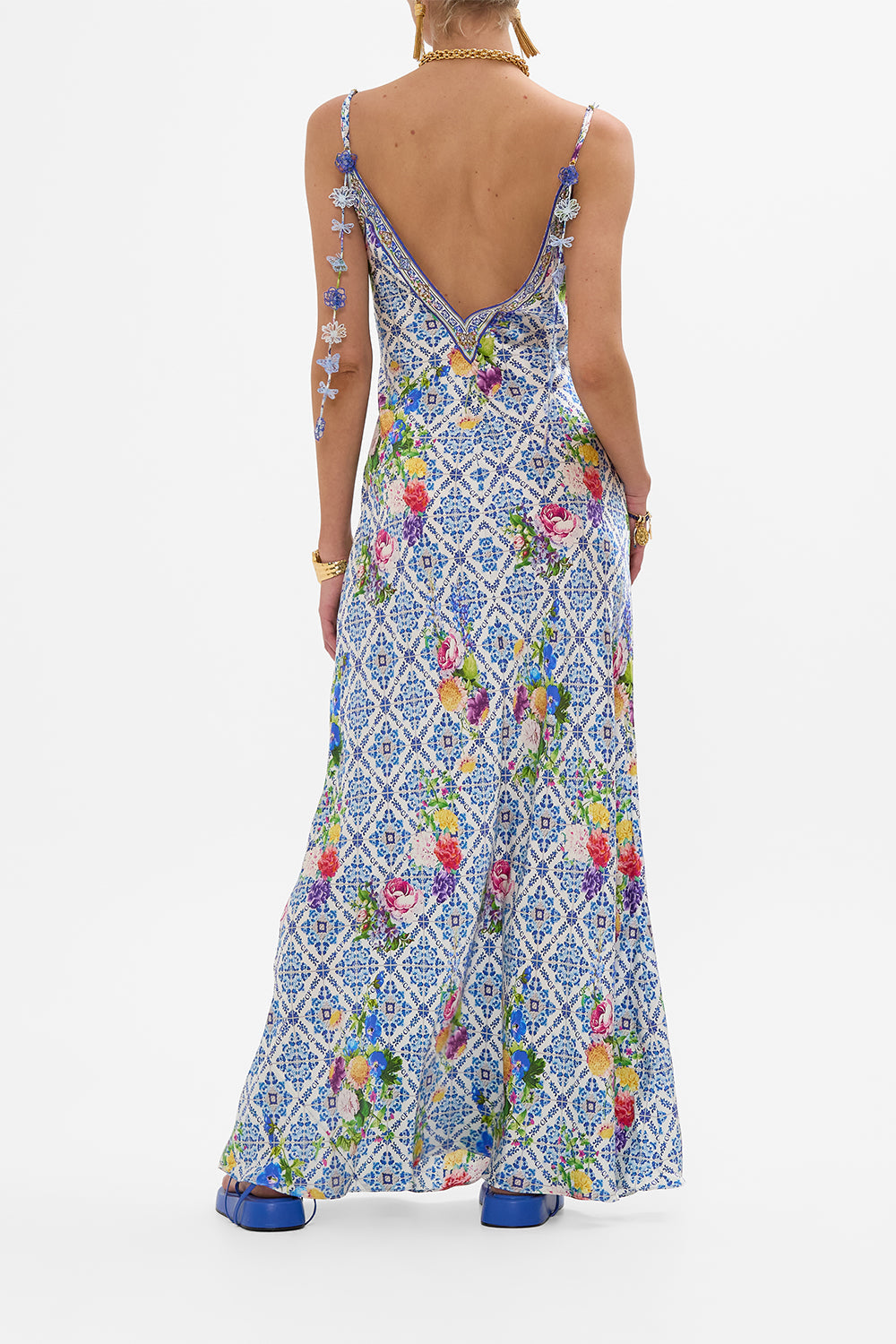 V NECK FULL LENGTH BIAS SLIP DRESS WALL TO WALL WONDERS