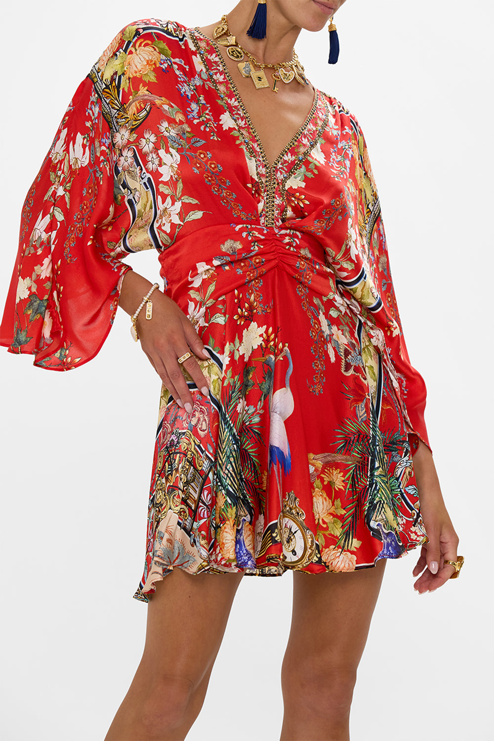 KIMONO SLEEVE MINI DRESS LISBOA LUXE