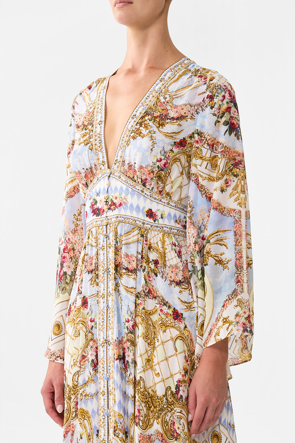 KIMONO SLEEVE DRESS WITH SHIRRING DETAIL THRONE GAMES