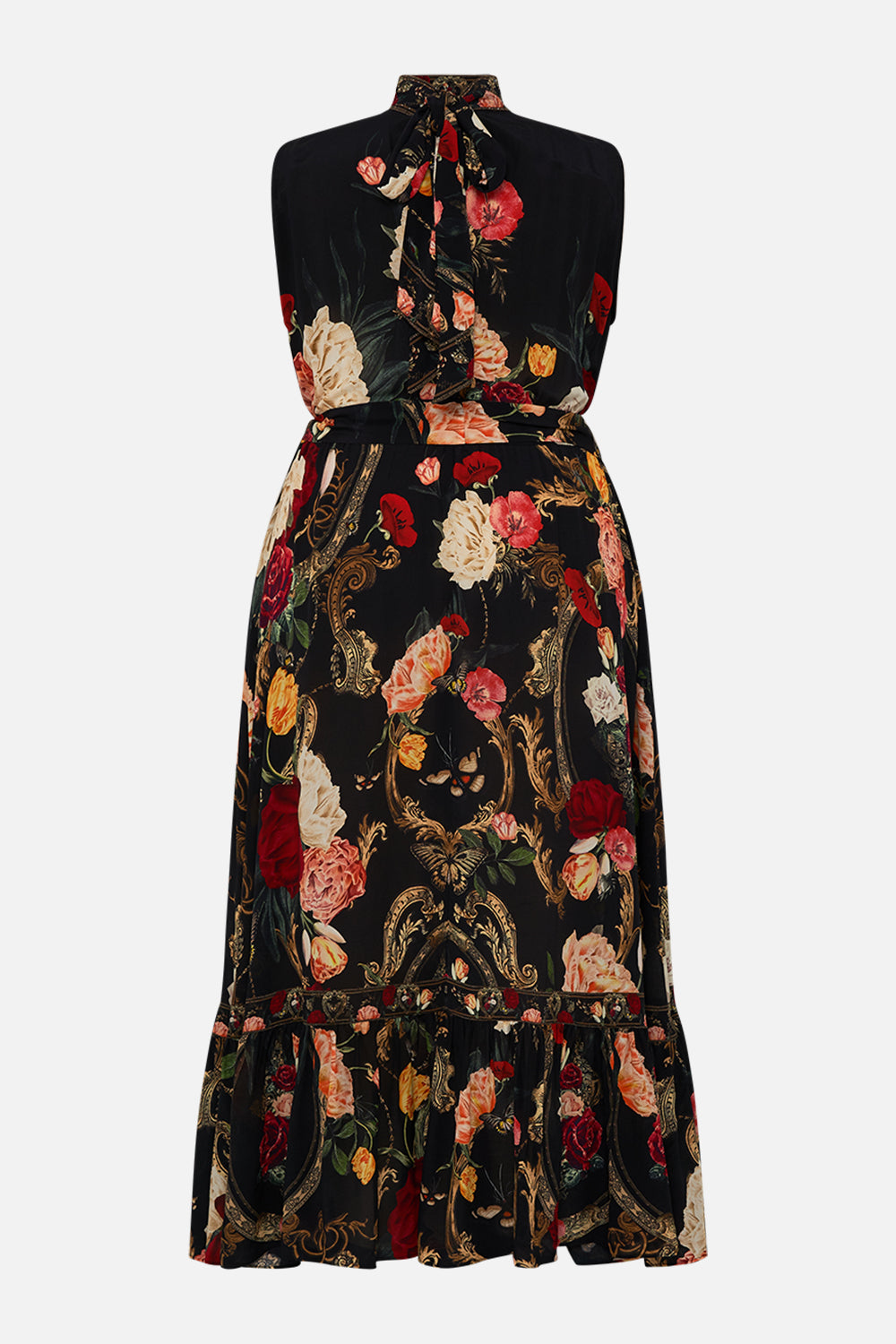 CAMILLA multicolor necktie dress with elasticated waist in Magic In The Manuscripts print.