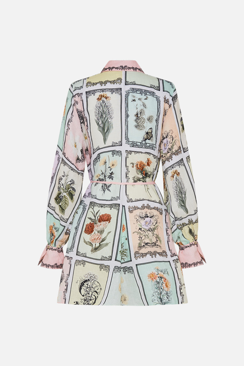 CAMILLA linen shirt dress in Long Live Letterpress print