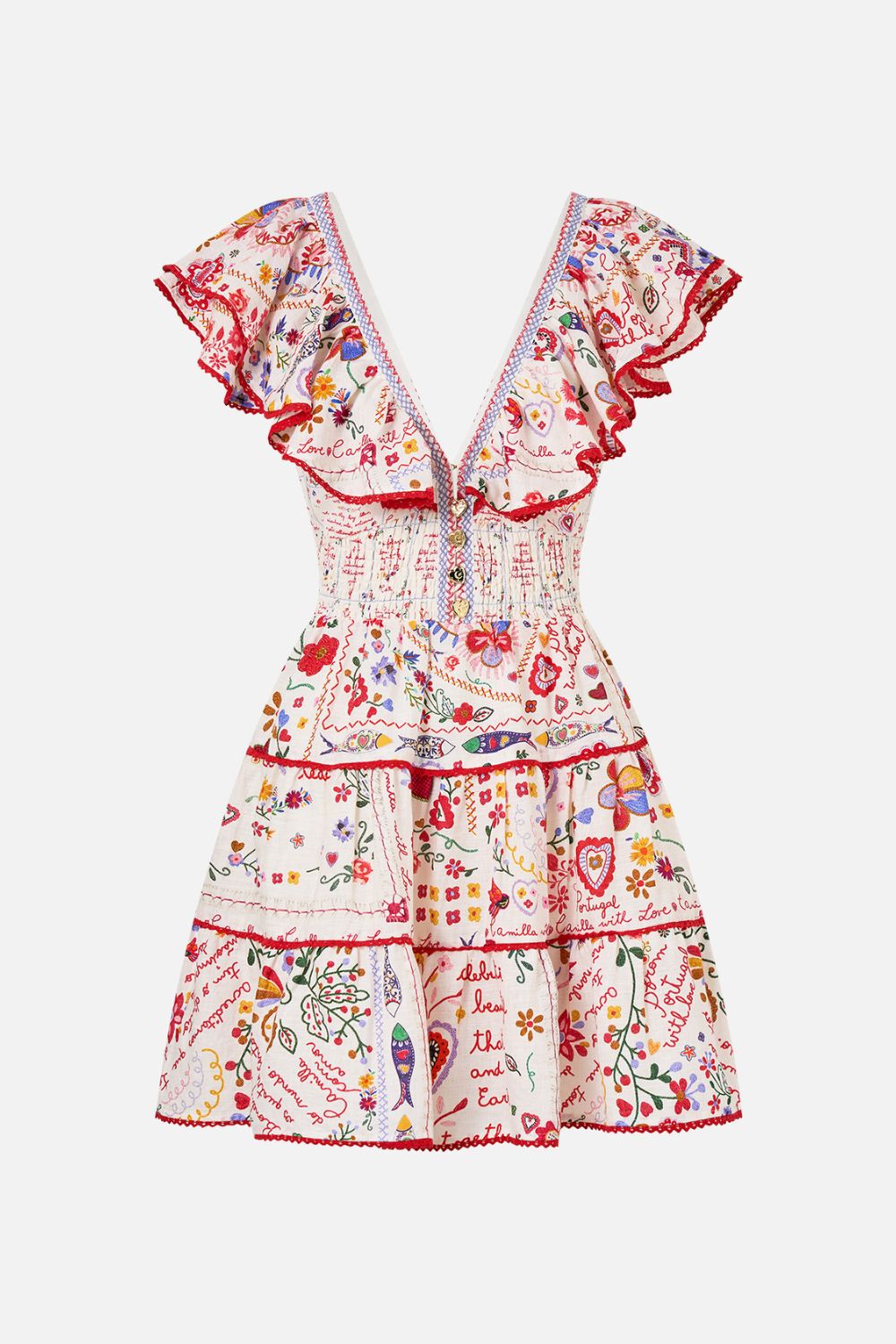 TIERED SHORT DRESS WITH NECK FRILL A KITSCH IN TIME