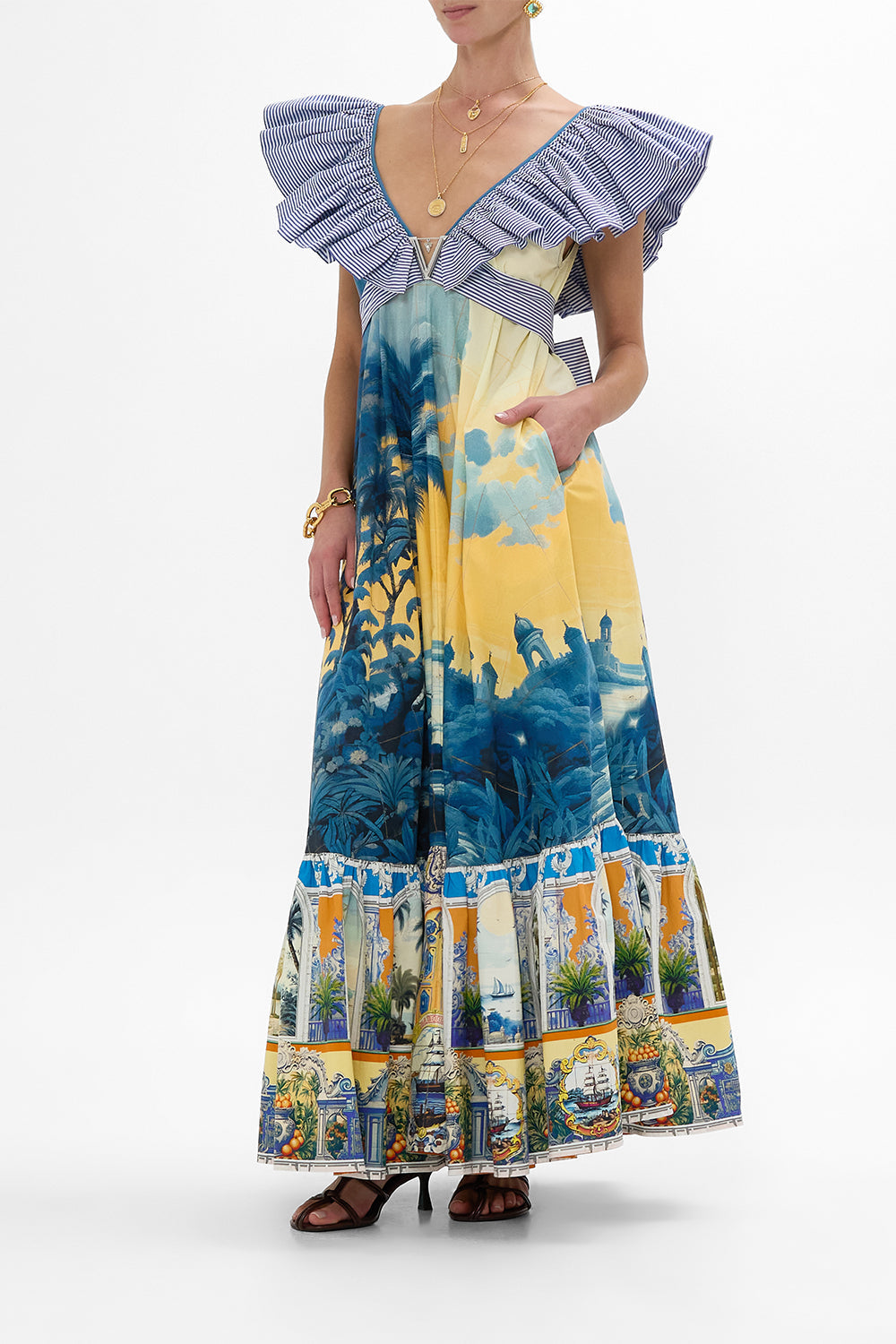 FRILL NECK DRESS WITH HARDWARE SONG OF SAINT ANTHONY