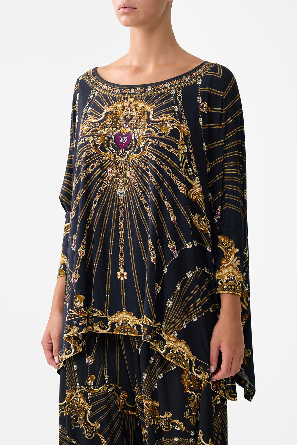 SCOOP NECK SLOUCH TEE BAROQUE AROUND THE CLOCK