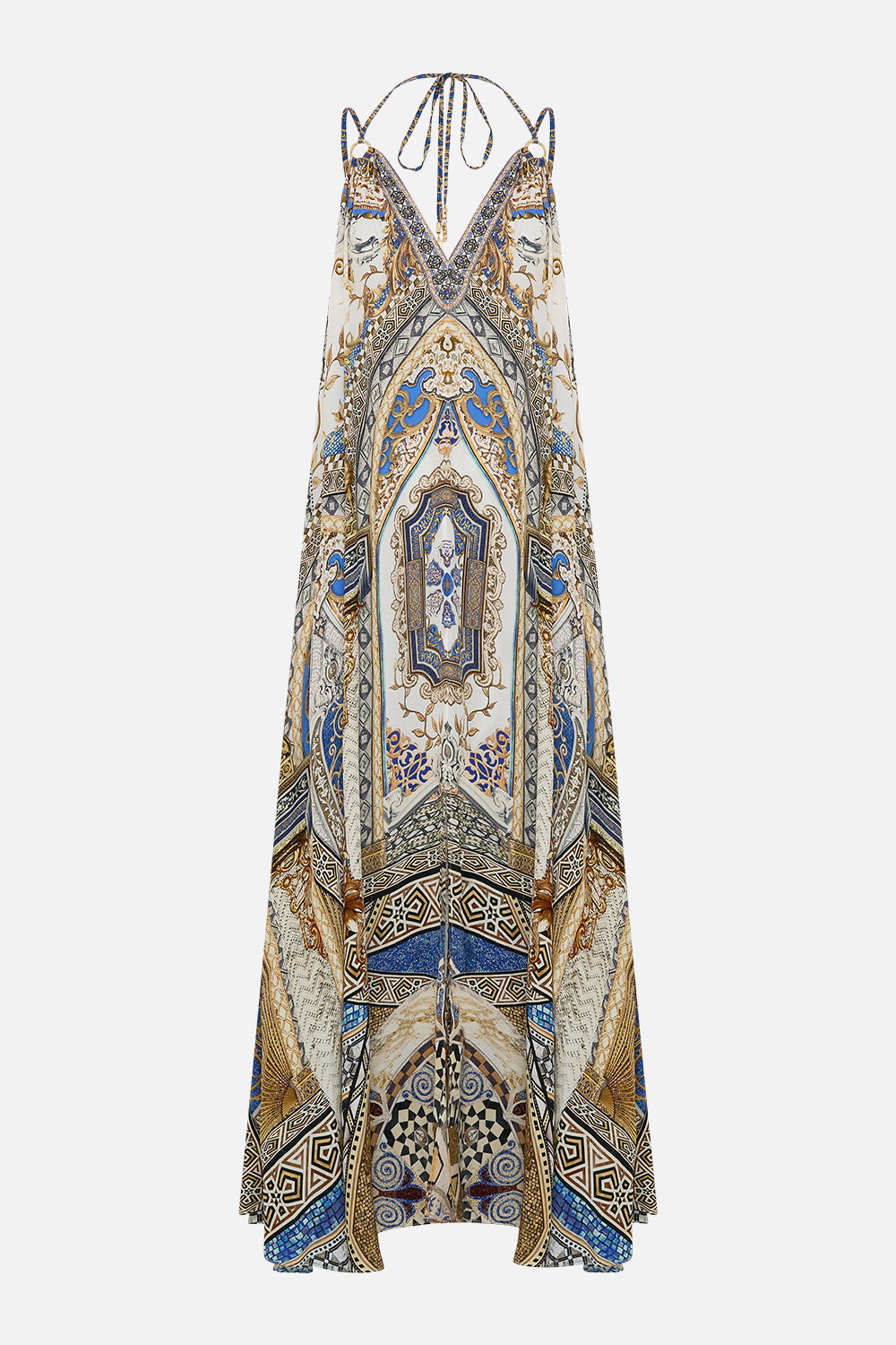 CAMILLA Ring Detail Strap Dress in Make Me Your Mosaic Print.