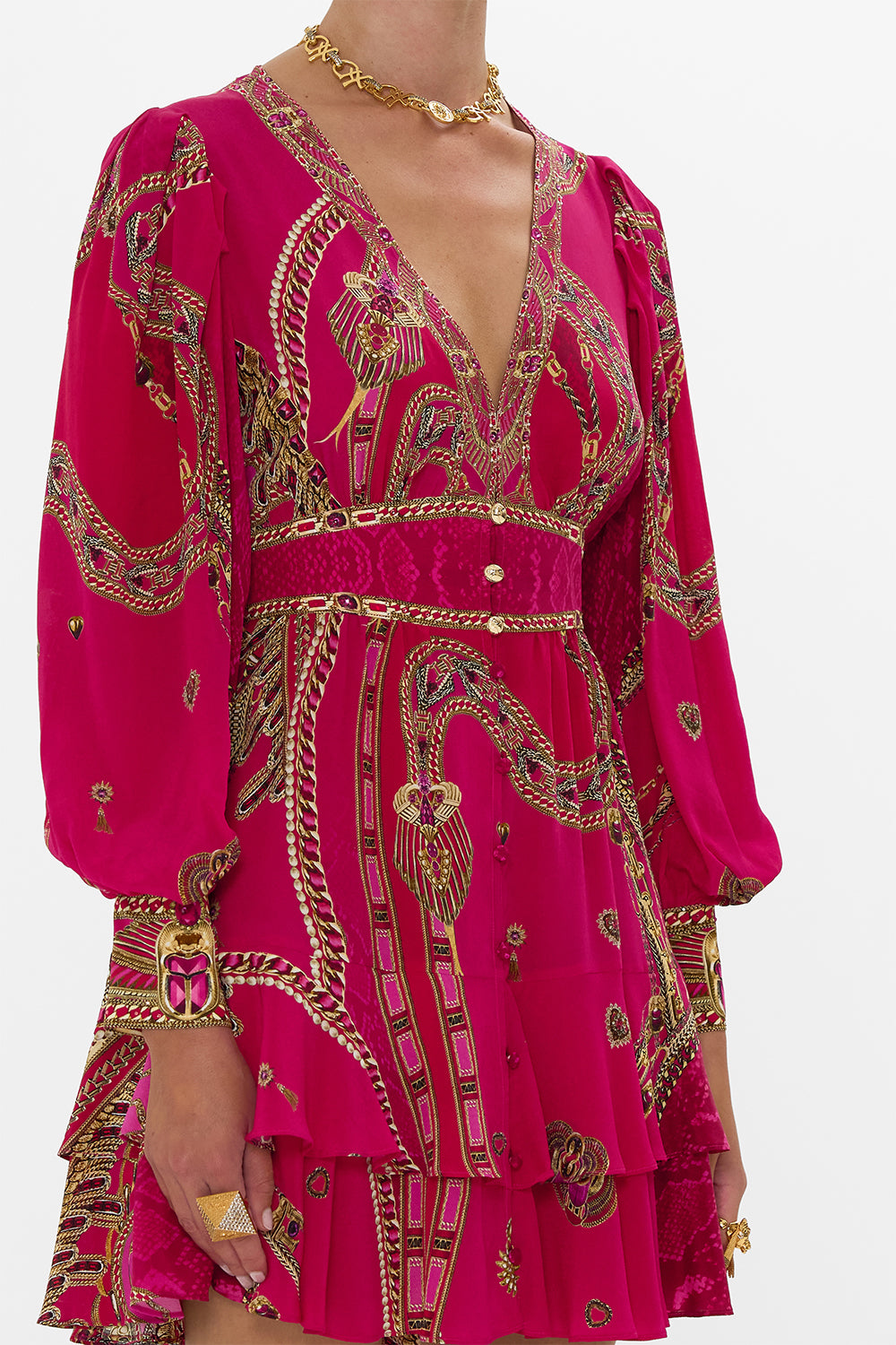 BUTTON FRONT FRILL DRESS KISSED BY A COBRA