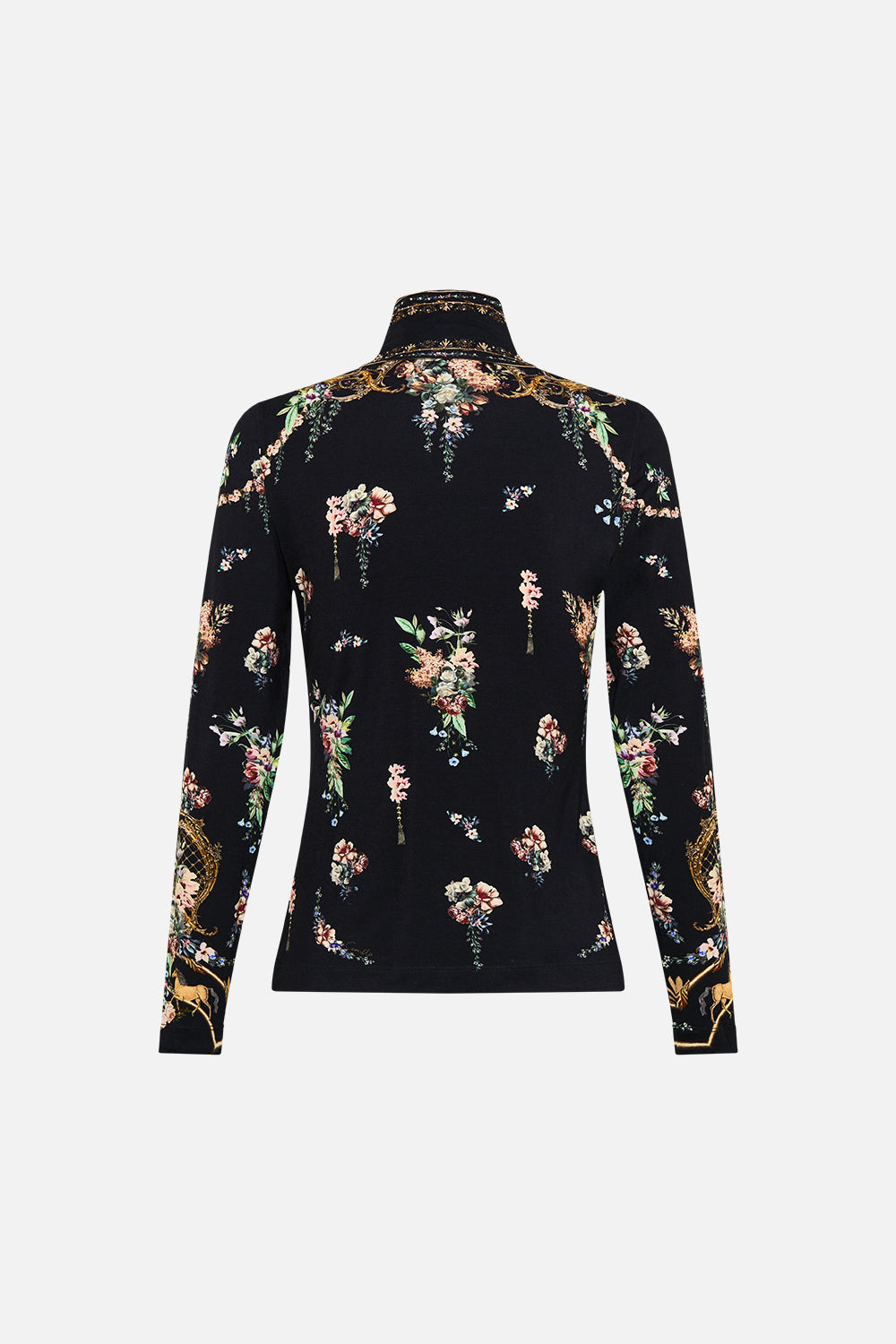 The CAMILLA Jersey Turtleneck in our Noble Endeavours print.