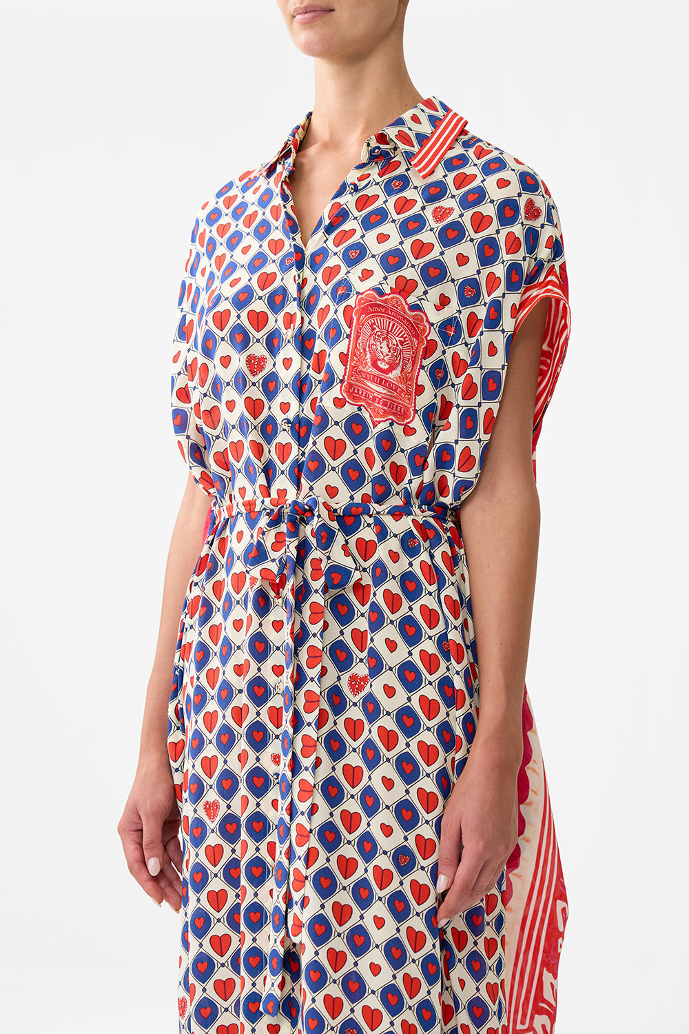 The CAMILLA Sleeveless Shirtdress in our Rinse & Roar print.