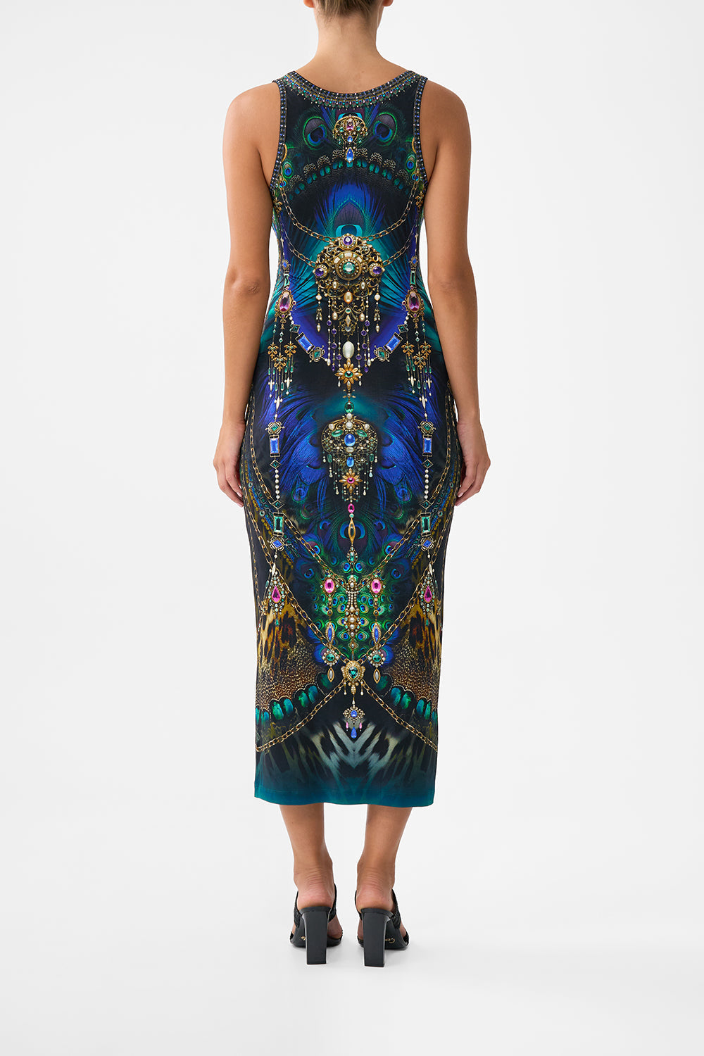 The CAMILLA Jersey Scoop Neck Tank Dress in our Dominican Decadence print.