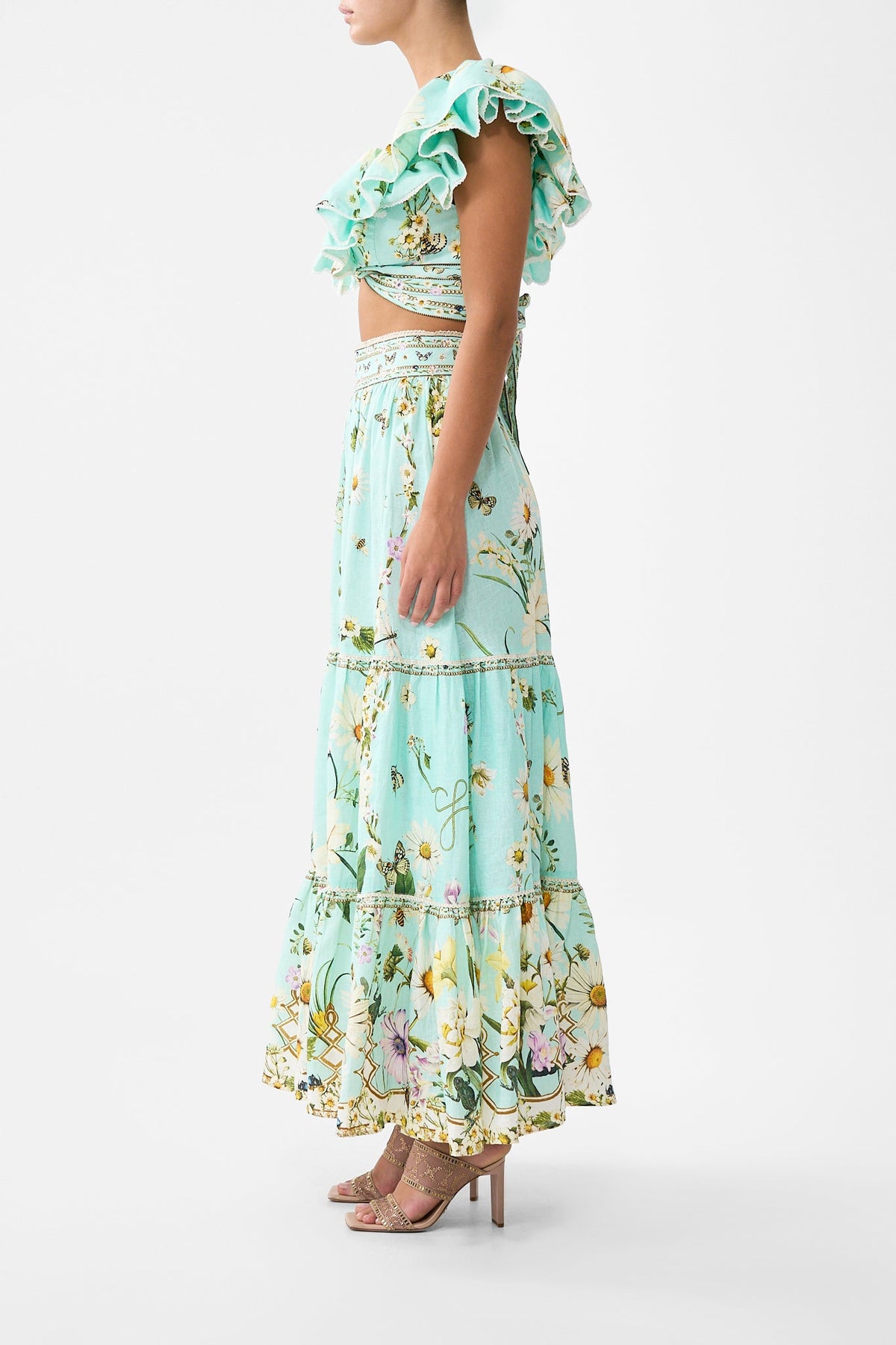 The CAMILLA High Waisted Tiered Skirt in our Floral Freefall print.