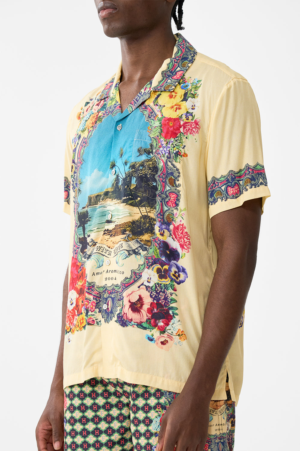 The CAMILLA Short Sleeve Camp Collared Shirt in our Bathing Bombshell print.