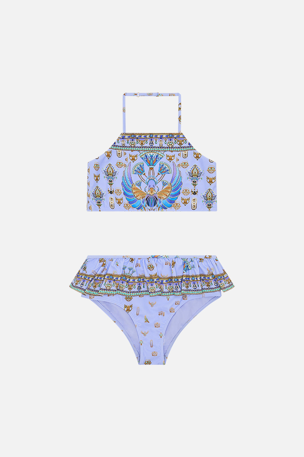 KIDS HALTER CROP WITH FRILL BOTTOM BIKINI 12-14 UNDER SCARAB SKIES
