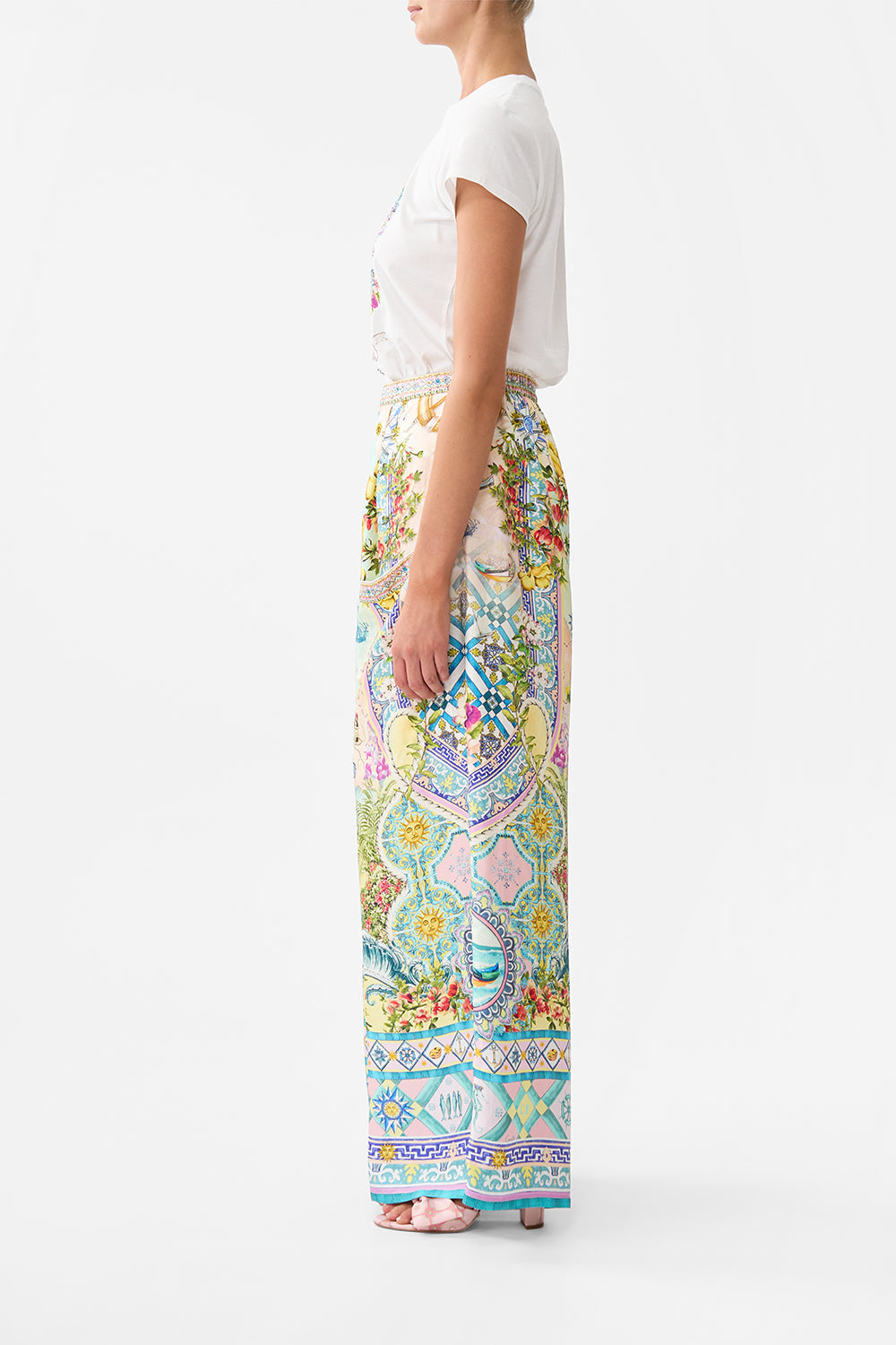 The CAMILLA Wide Leg Trouser With Front Pockets in our Just Coasting print.