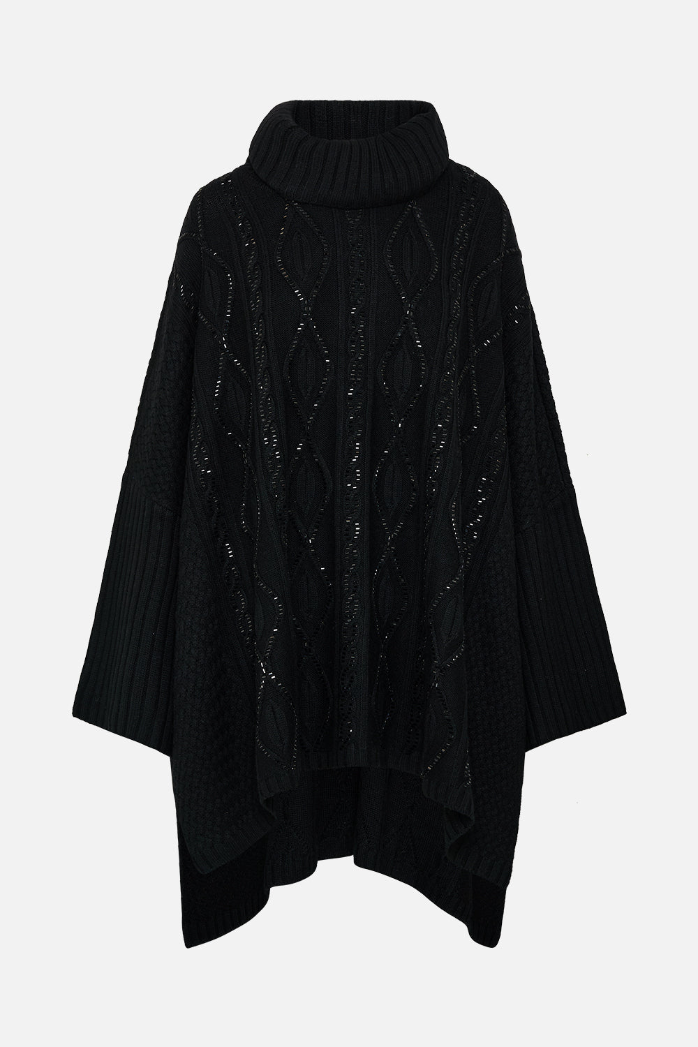 The CAMILLA Roll Neck Knit Jumper in our Solid Black print.