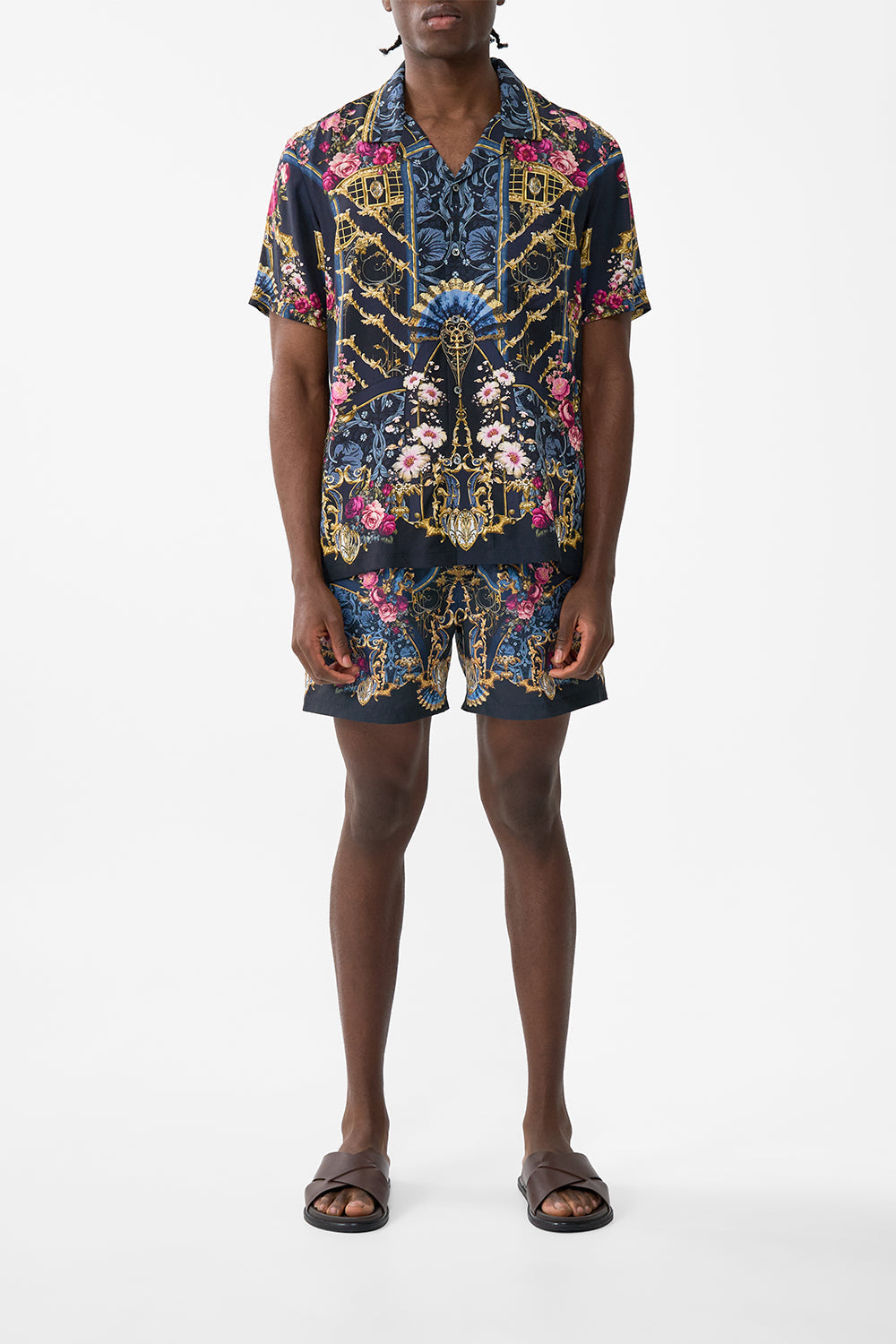 The CAMILLA Short Sleeve Camp Collared Shirt in our Ornate On A Plate print.