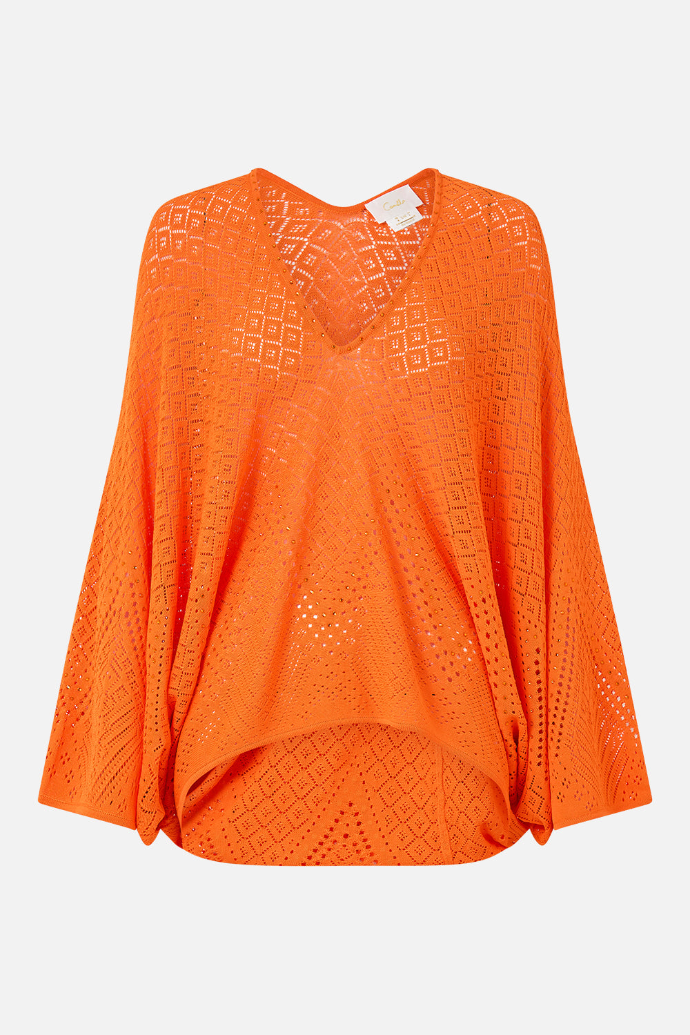 The CAMILLA Relaxed V Neck Knit Top in our Basked In Baroque print.