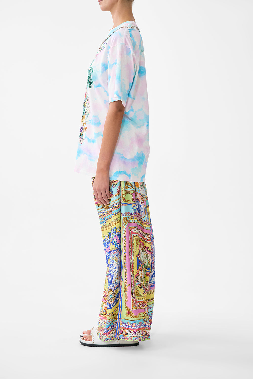 The CAMILLA Oversized Band Tee in our Spirit Of Santa Maria print.