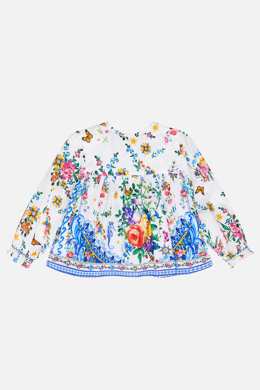 The CAMILLA Babies Gathered Collarless Jacket W Shirring in our Tiles Darls print.