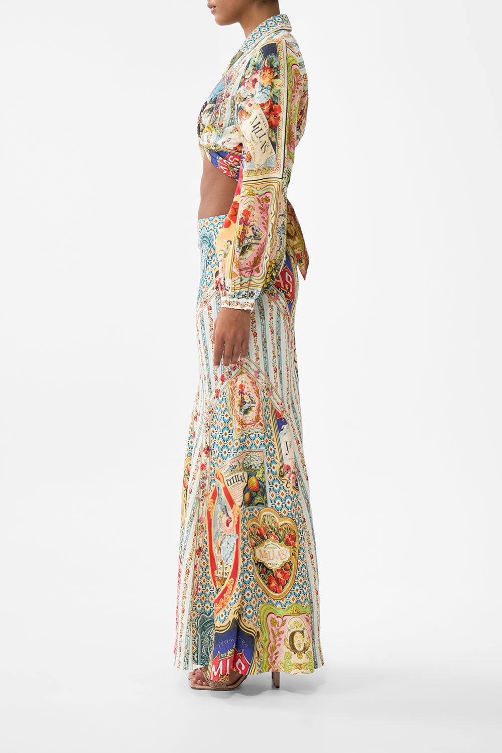 The CAMILLA Cropped Wrap Shirt in our Soap Opera print.