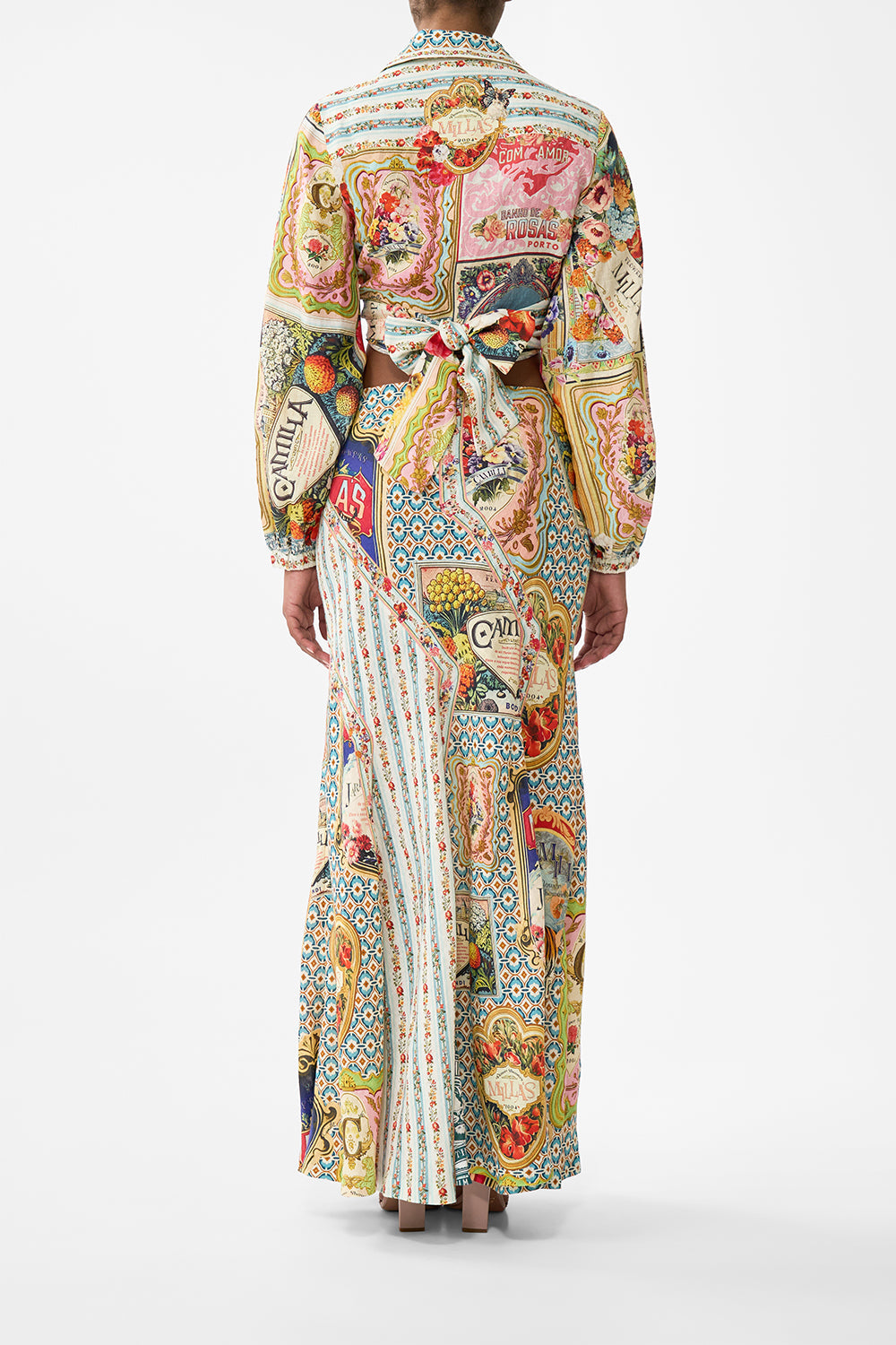 The CAMILLA Cropped Wrap Shirt in our Soap Opera print.