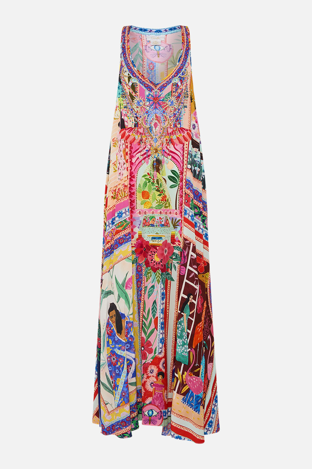 CAMILLA V Neck Racerback Dress in Roeqiyas Realm print.