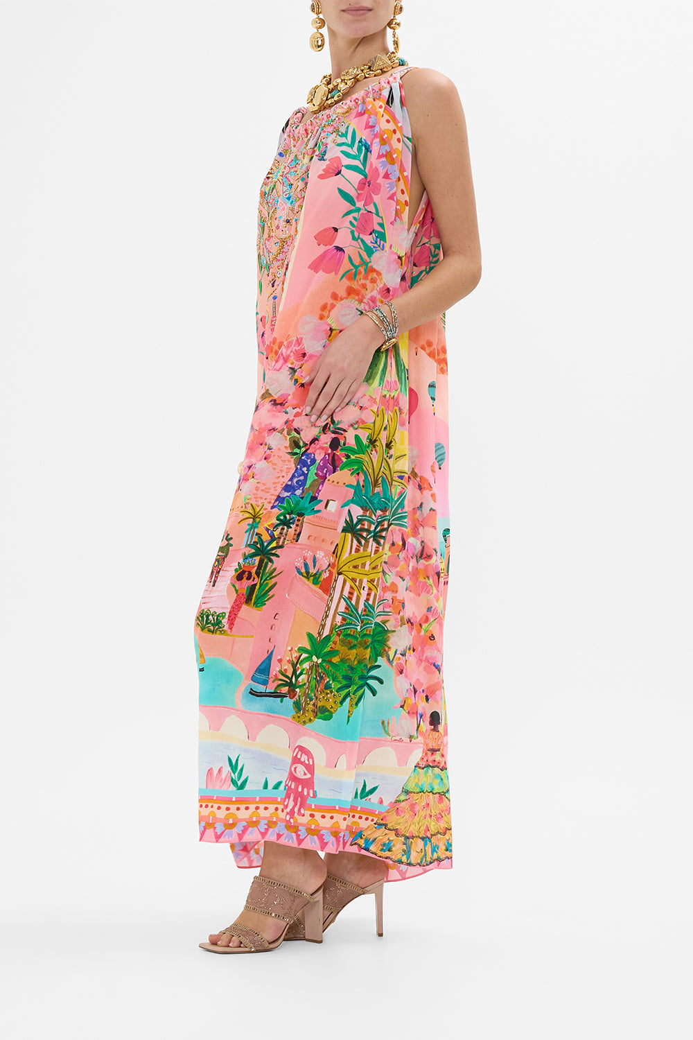 CAMILLA drawstring dress in Sister Sunset print