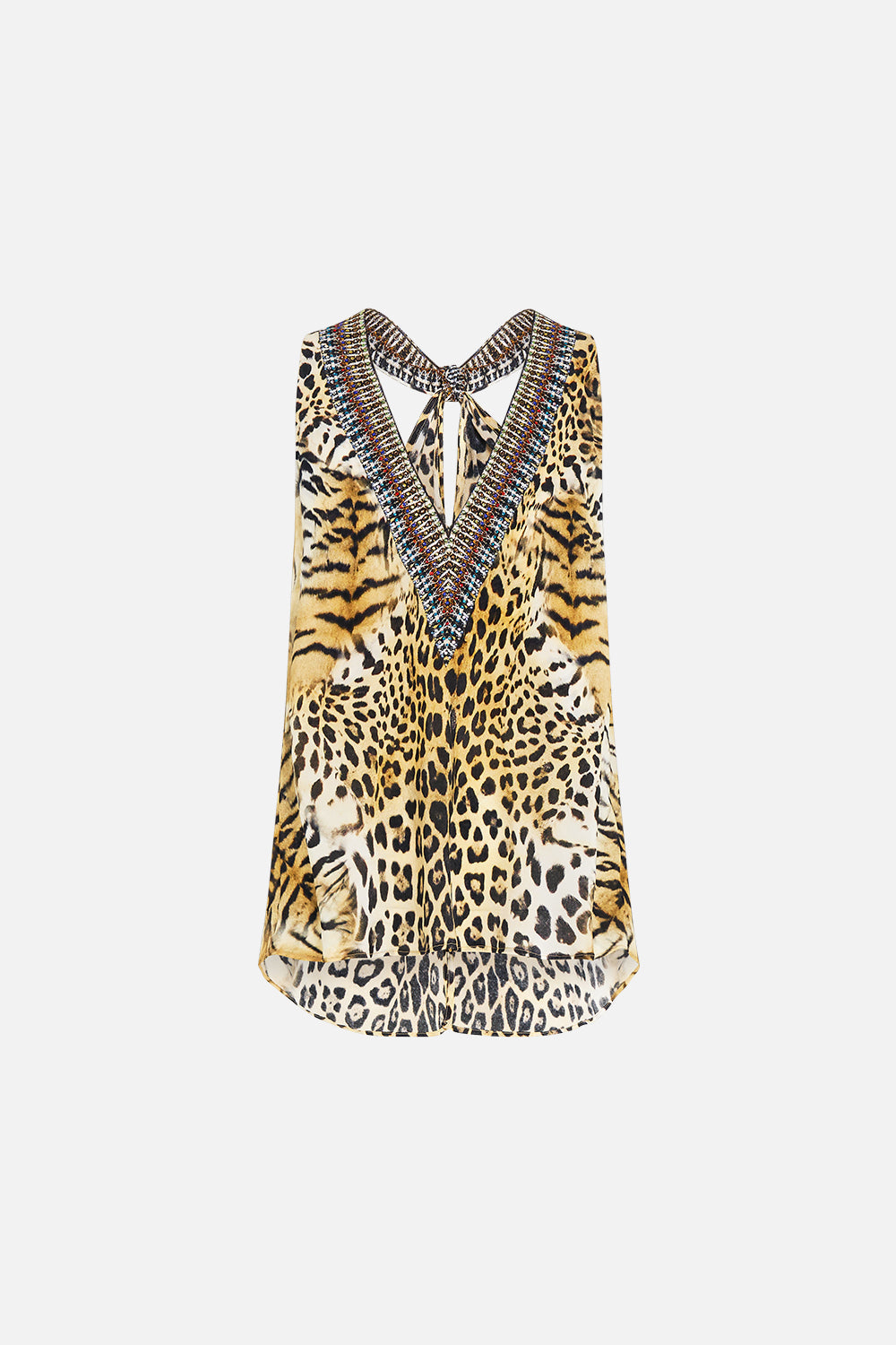 V NECK TOP WITH KNOT BACK JAGUAR