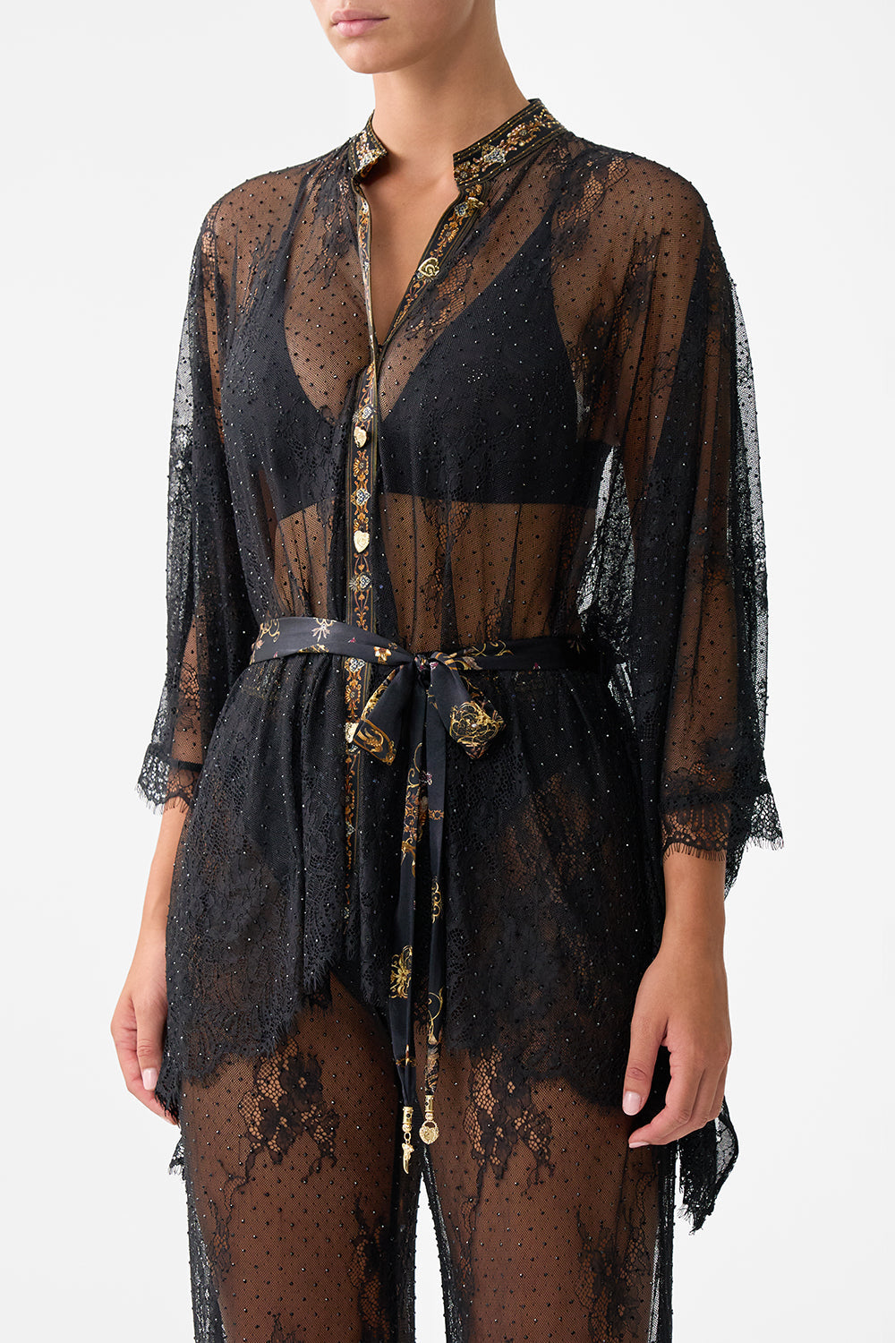 BUTTON THROUGH LACE SCARF BLOUSE SAINTS AND SISTERS