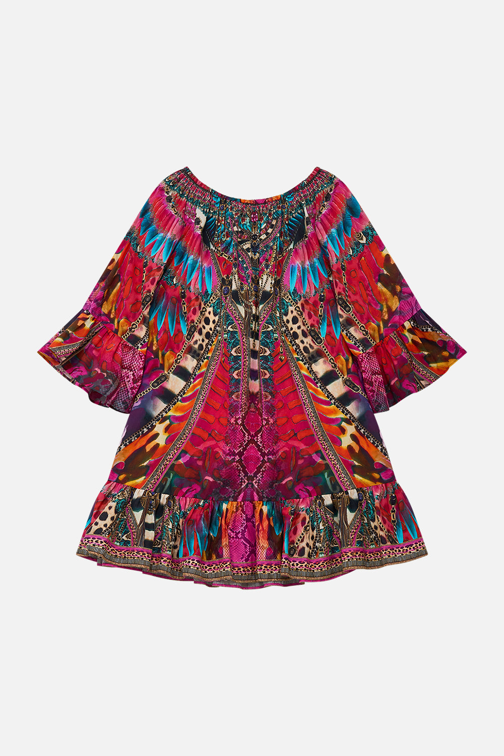 Milla by CAMILLA A-Line Frill Dress 12-14 in Sahara Supernatural print.