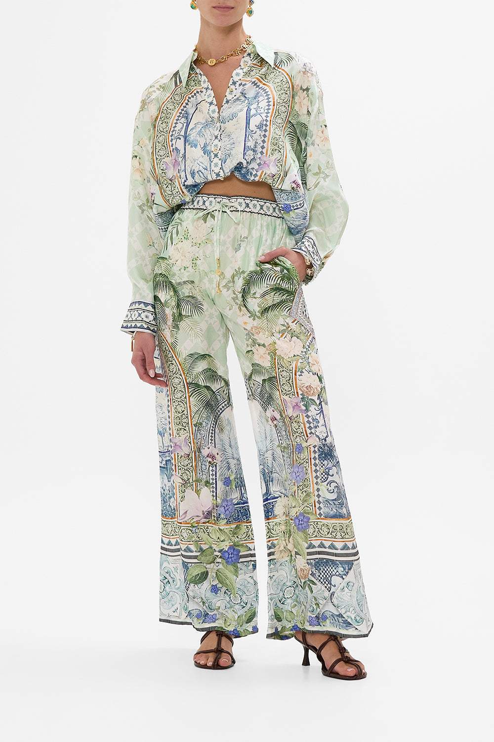 LONG LINE SHIRT WITH YOKE AND BUTTON DETAIL JARDIM PARTY