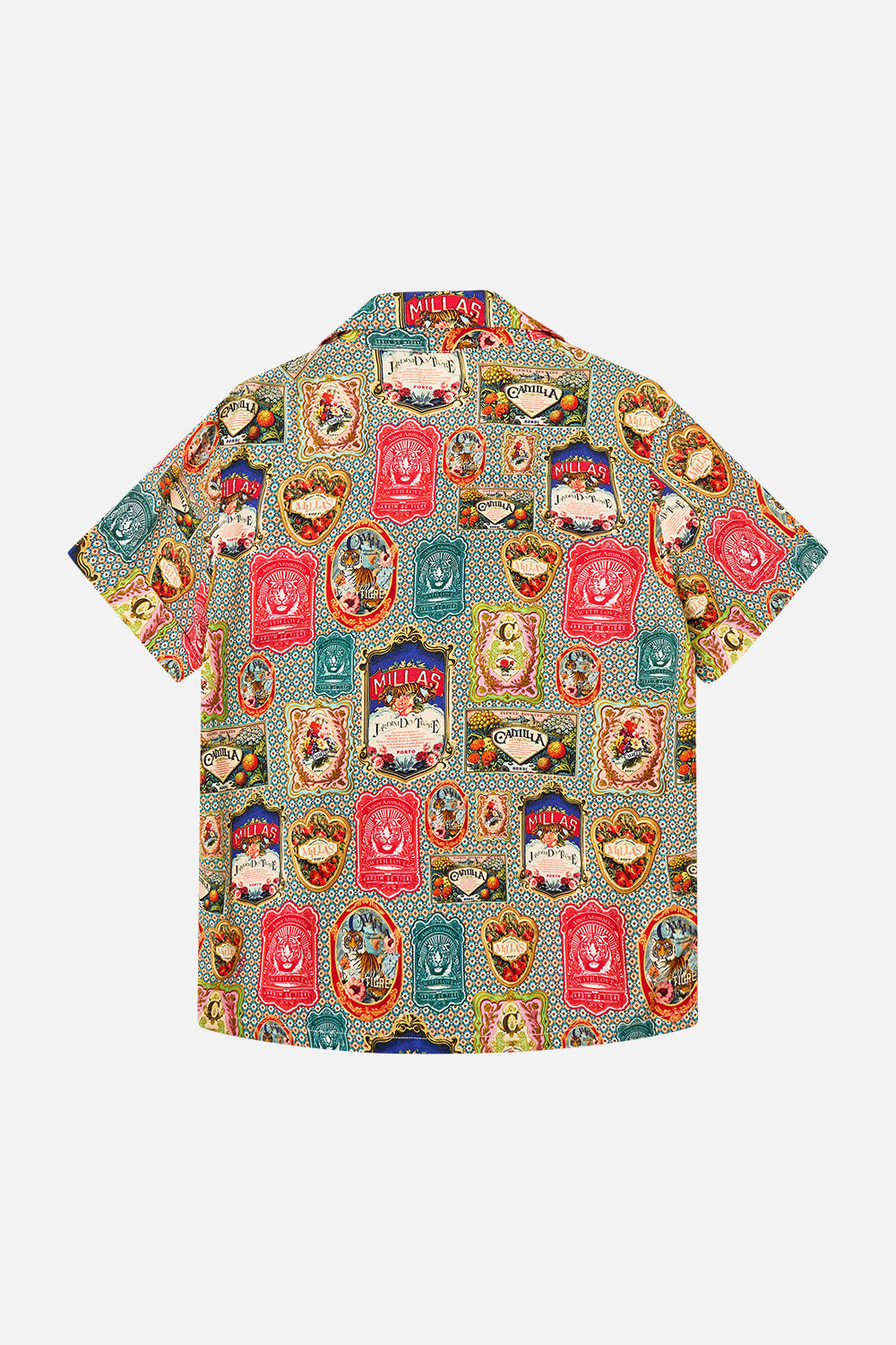 The CAMILLA Boys Short Sleeve Camp Collared Shirt 4-10 in our Aromatic Tiger Flower print.