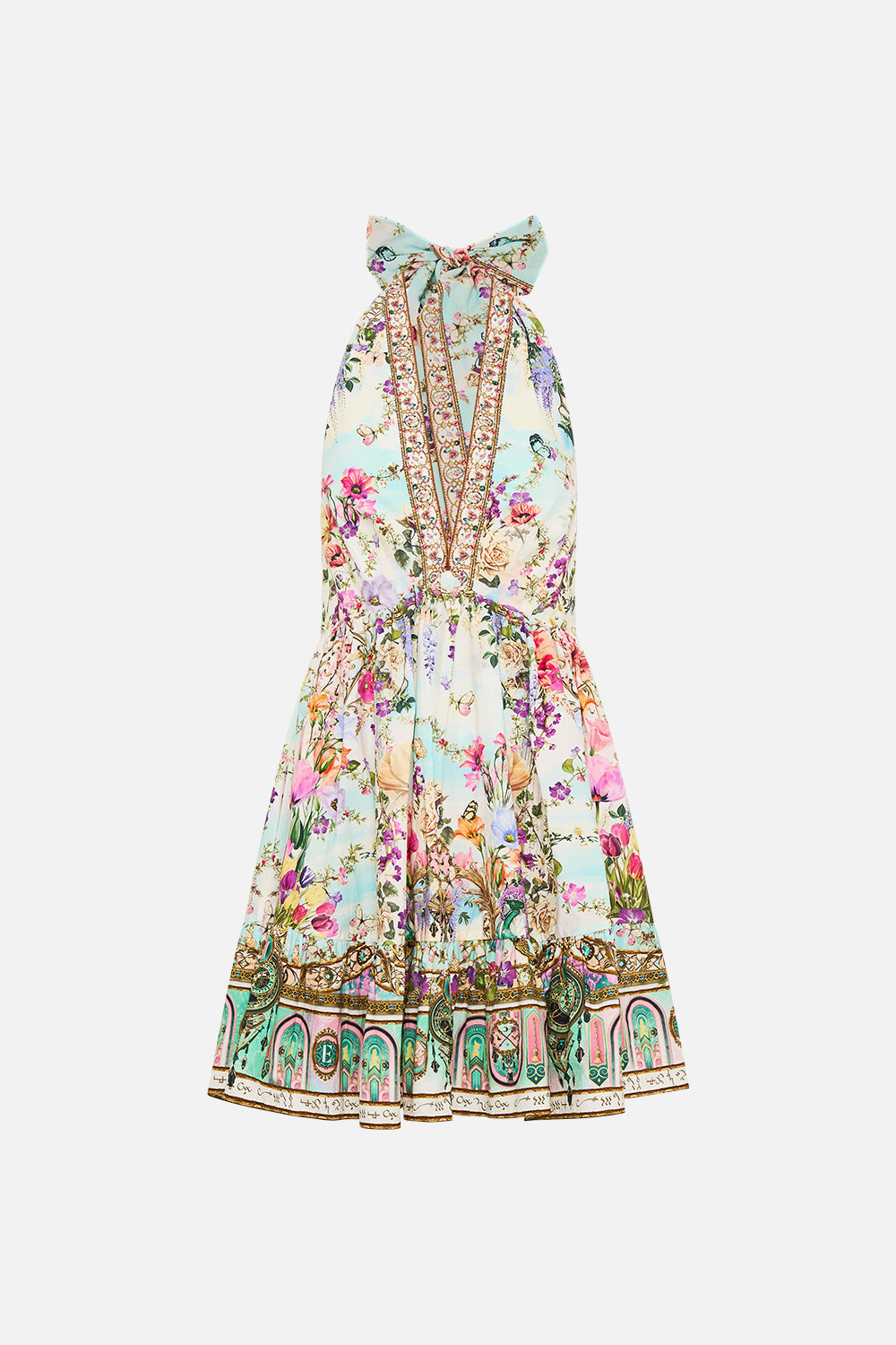 RUFFLE HEM HALTER SHORT DRESS MUNCHKINLAND